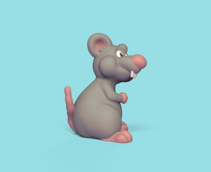 Cartoon Mouse Eating 3D print model_2