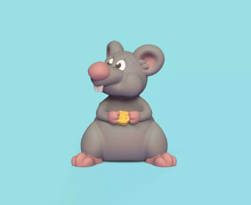 Cartoon Mouse Eating 3D print model_0