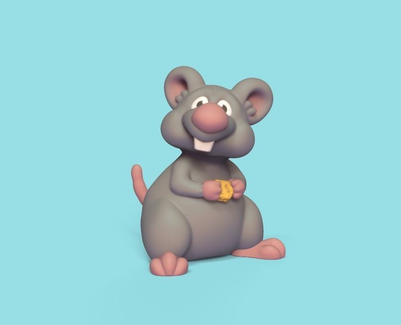 Cartoon Mouse Eating 3D print model_1