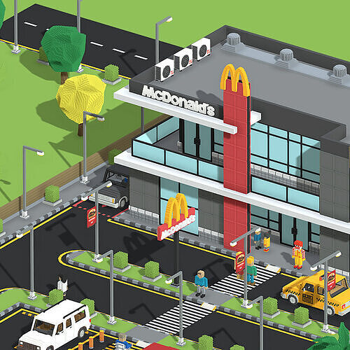 Voxel McDonalds Low-poly 3D model