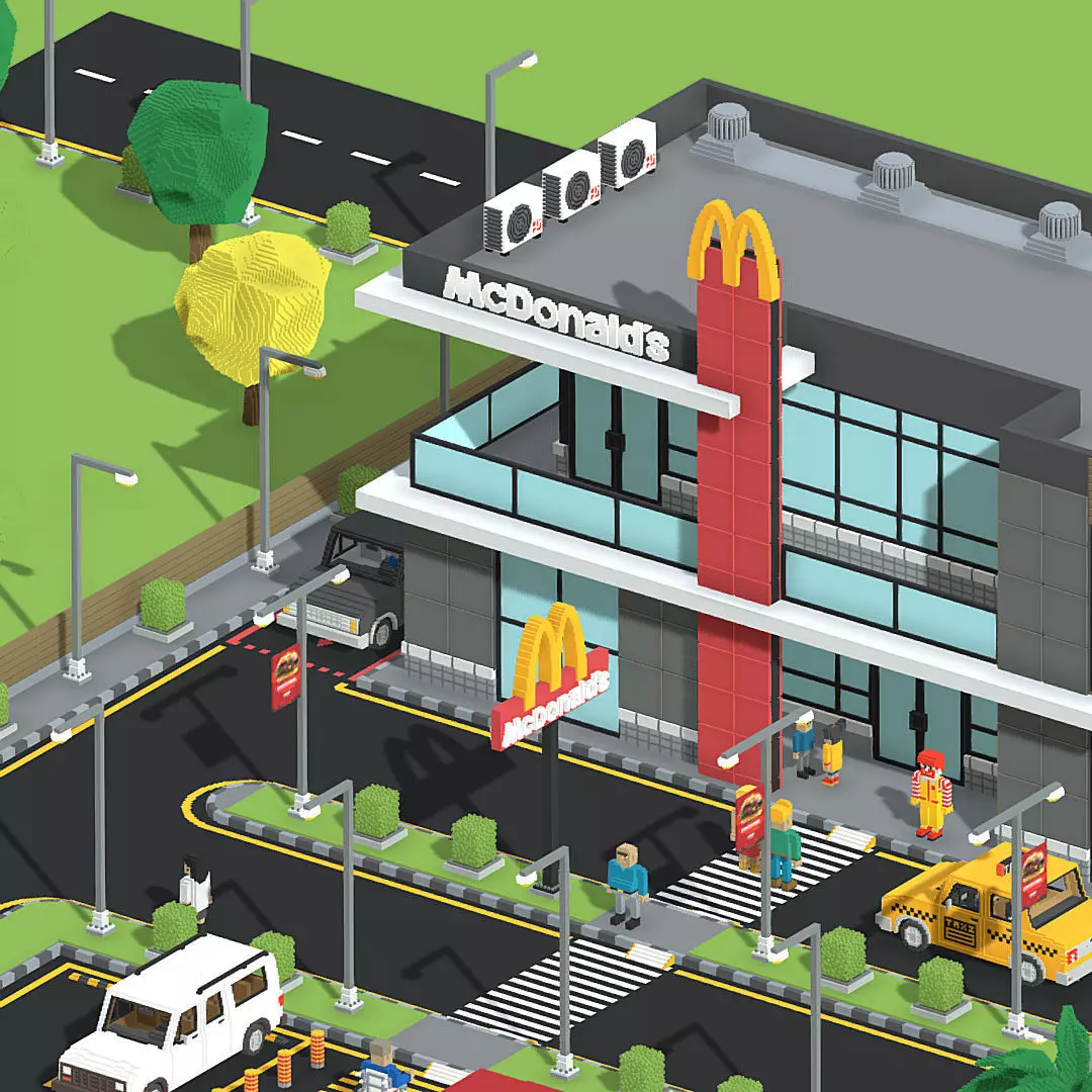Voxel McDonalds Low-poly 3D model
