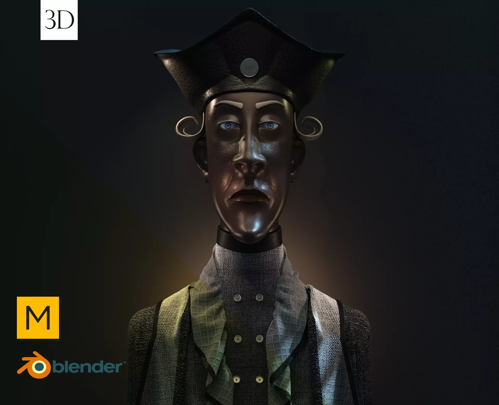 pireats 3d model old man in hat 3D model_0