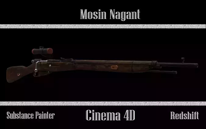 Sniper Rifle WW2 Mosin Nagant UPDATED Low-poly 3D model