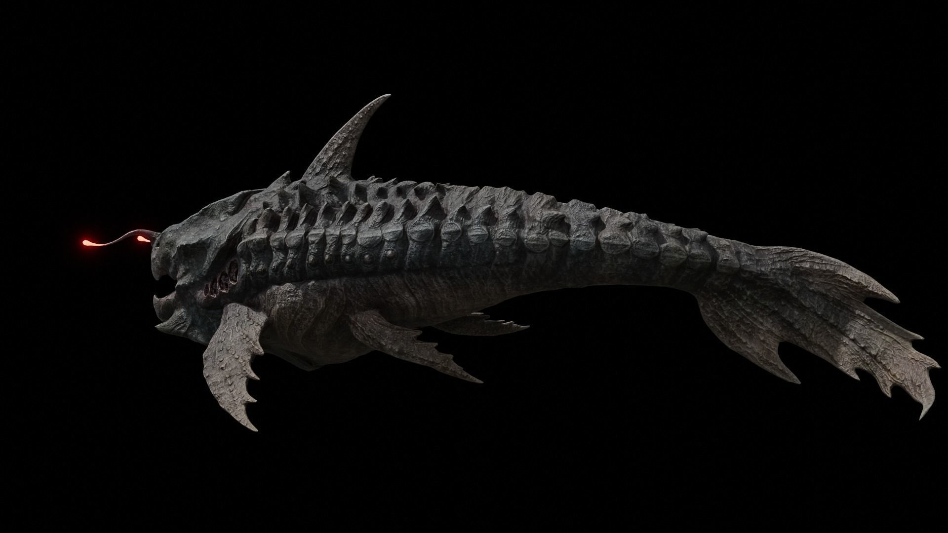 Alien Monster Fish Low-poly 3D model_19