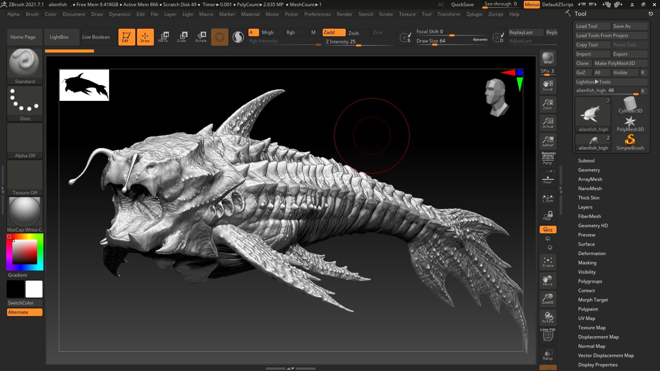 Alien Monster Fish Low-poly 3D model_22