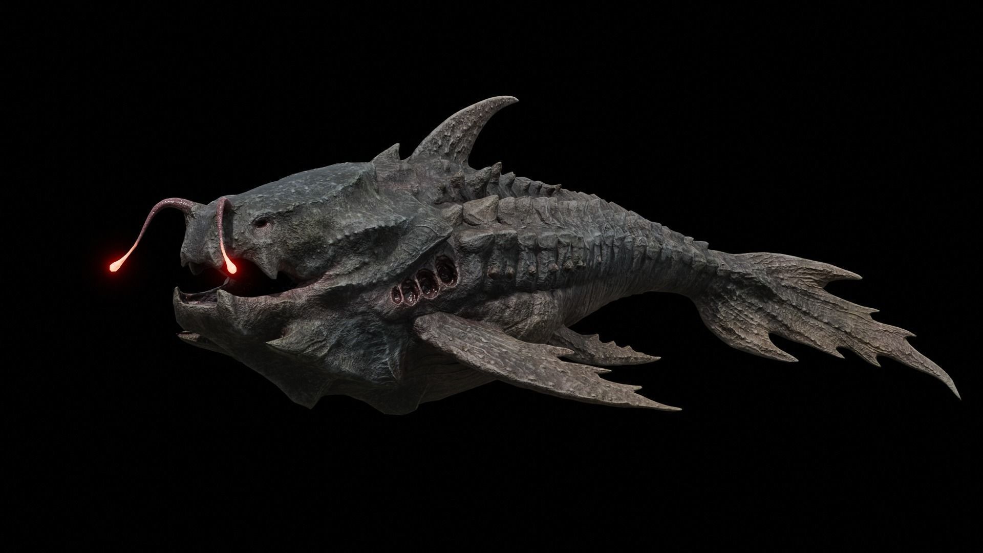 Alien Monster Fish Low-poly 3D model_17