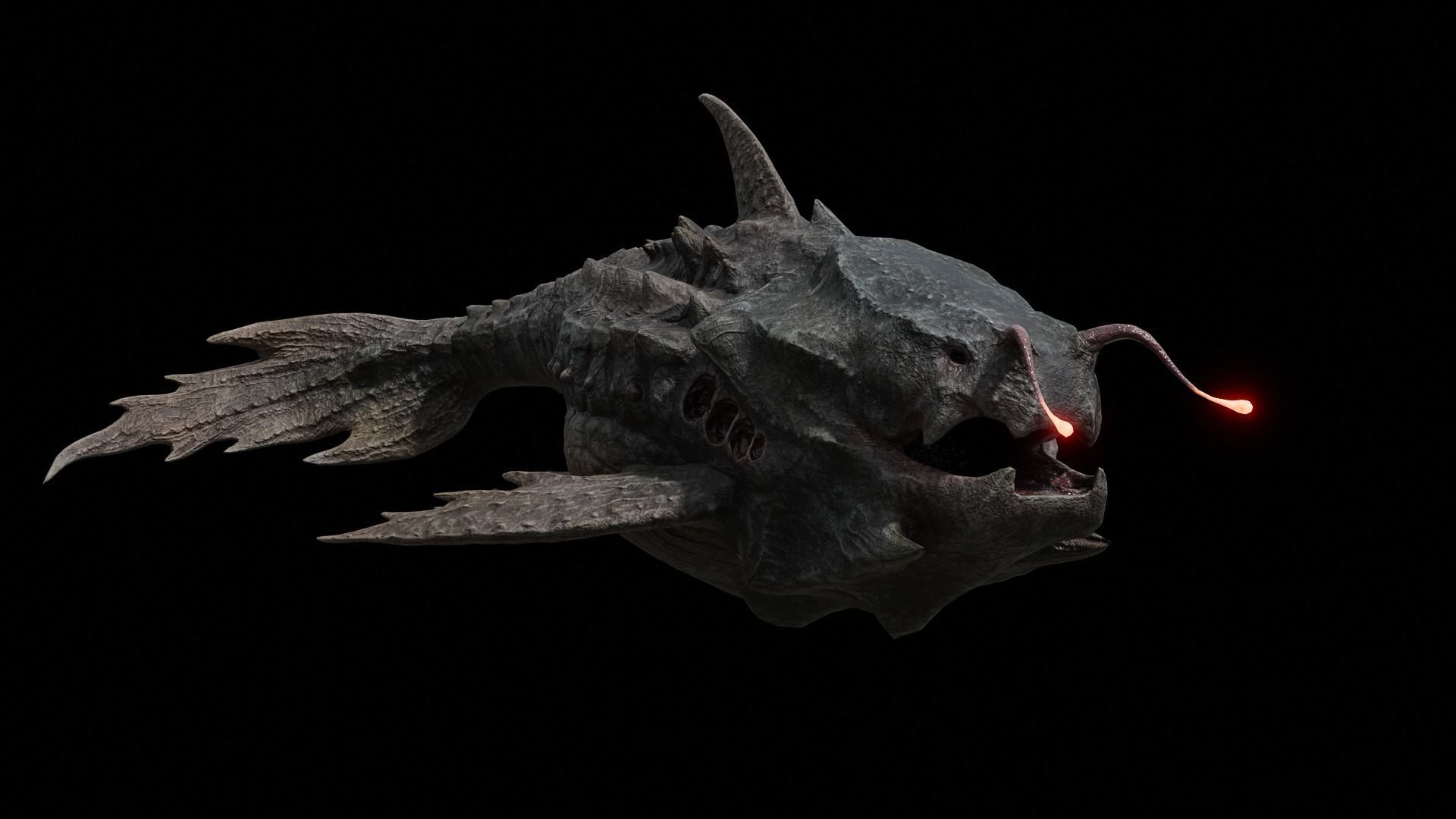 Alien Monster Fish Low-poly 3D model_14