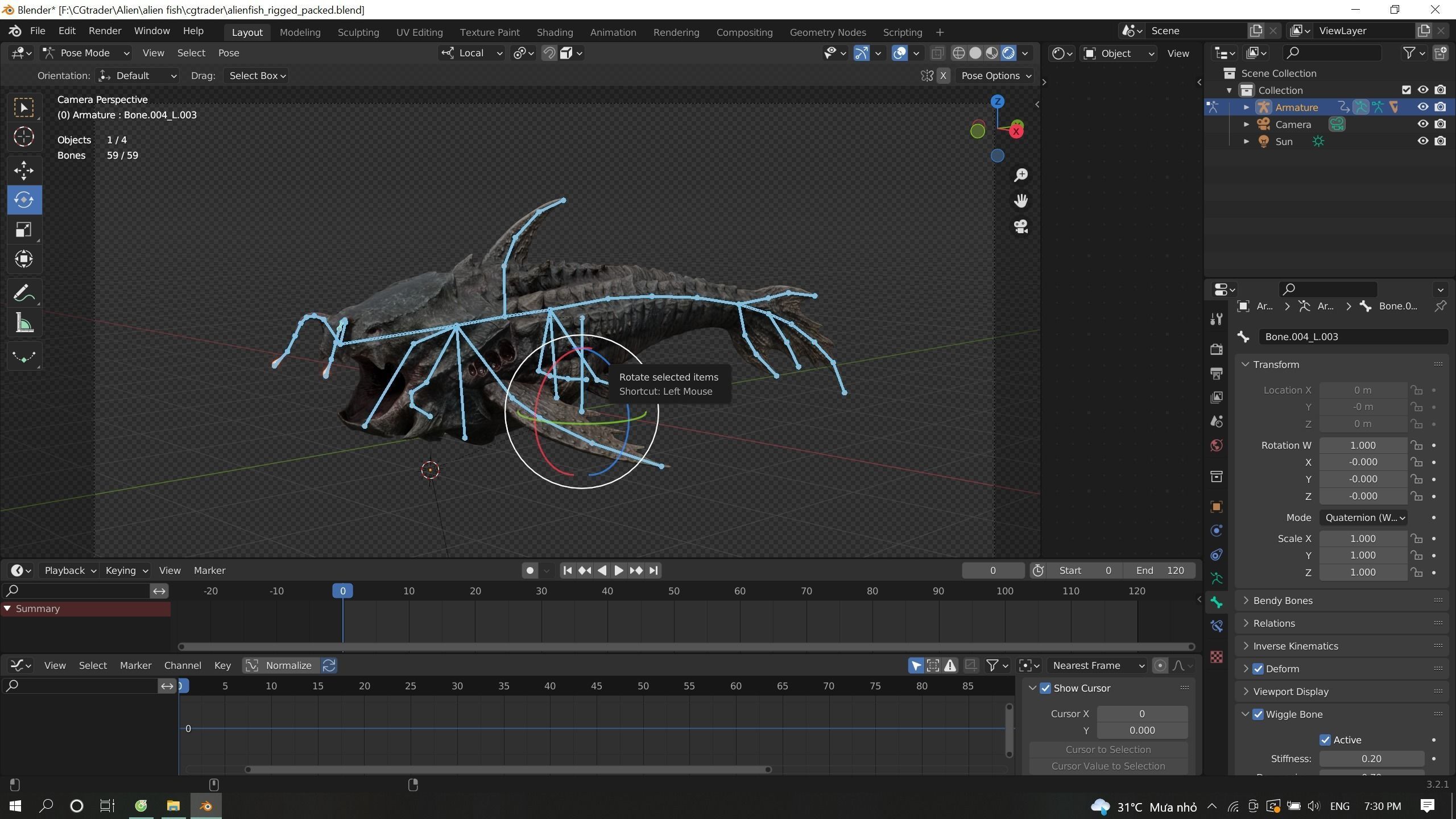 Alien Monster Fish Low-poly 3D model_24