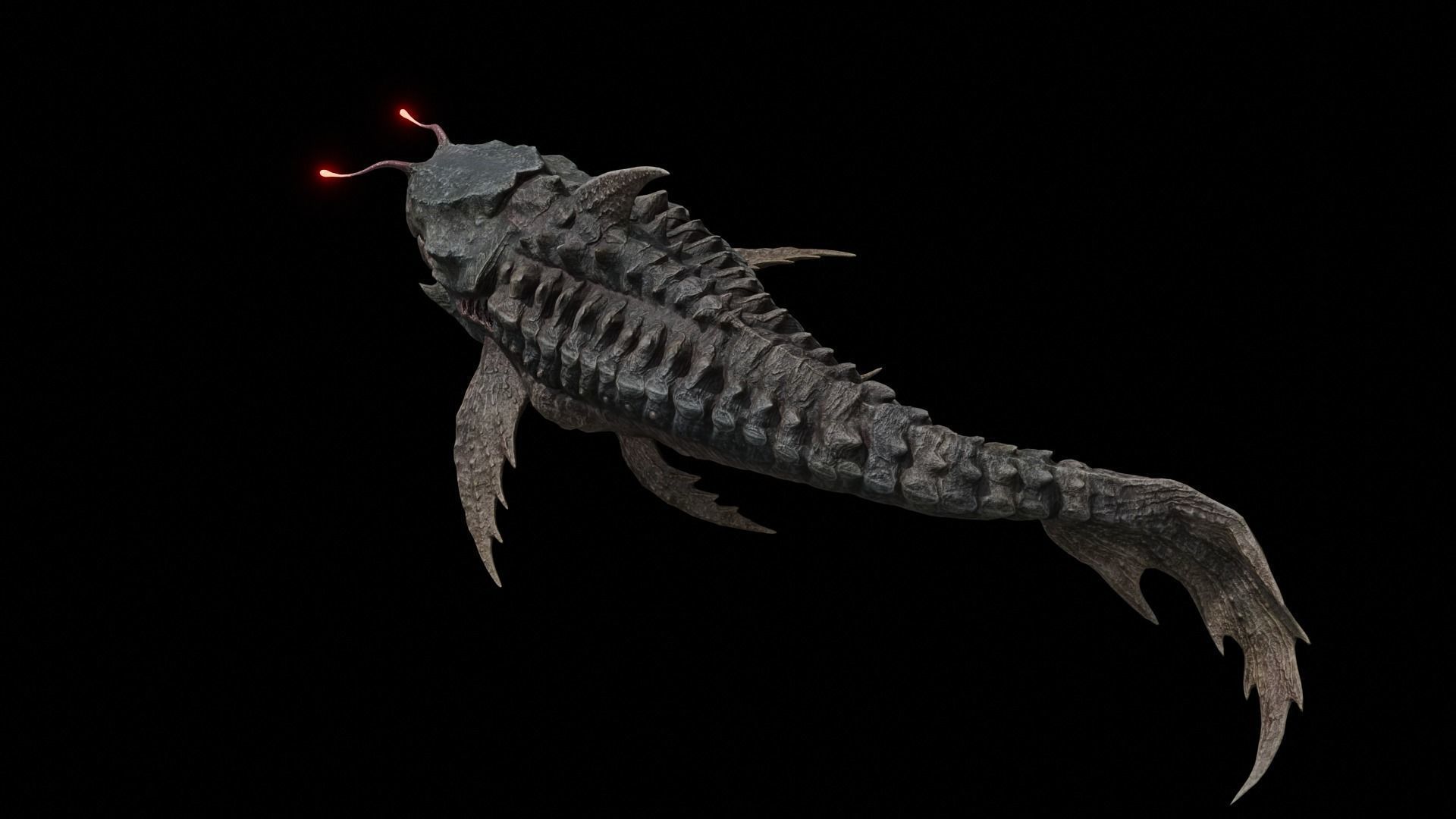 Alien Monster Fish Low-poly 3D model_46