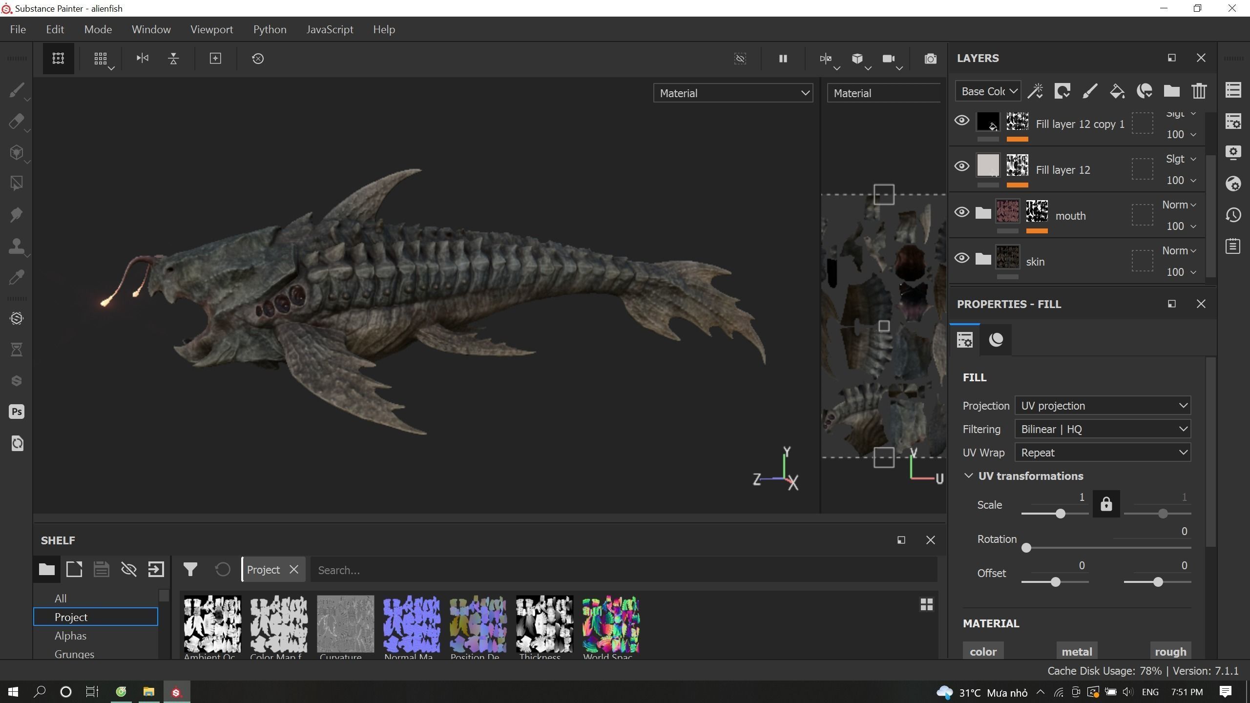 Alien Monster Fish Low-poly 3D model_23