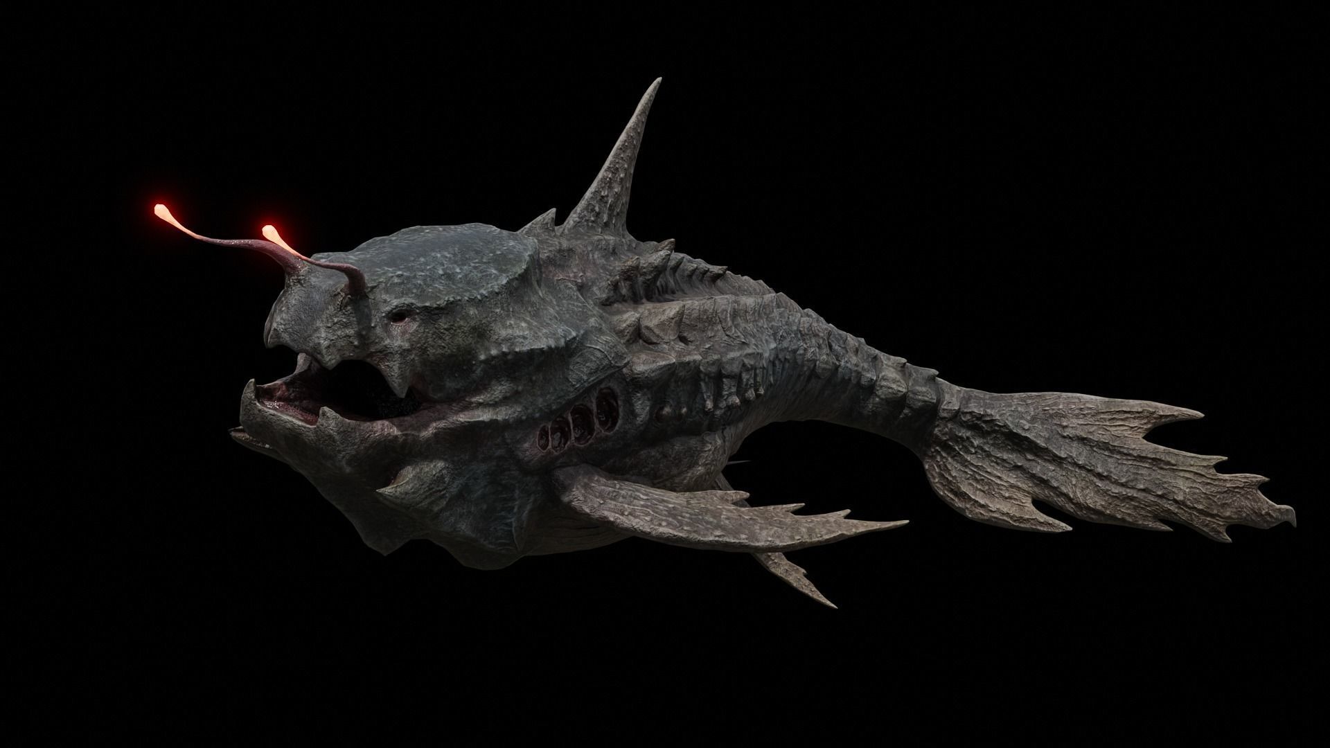 Alien Monster Fish Low-poly 3D model_35