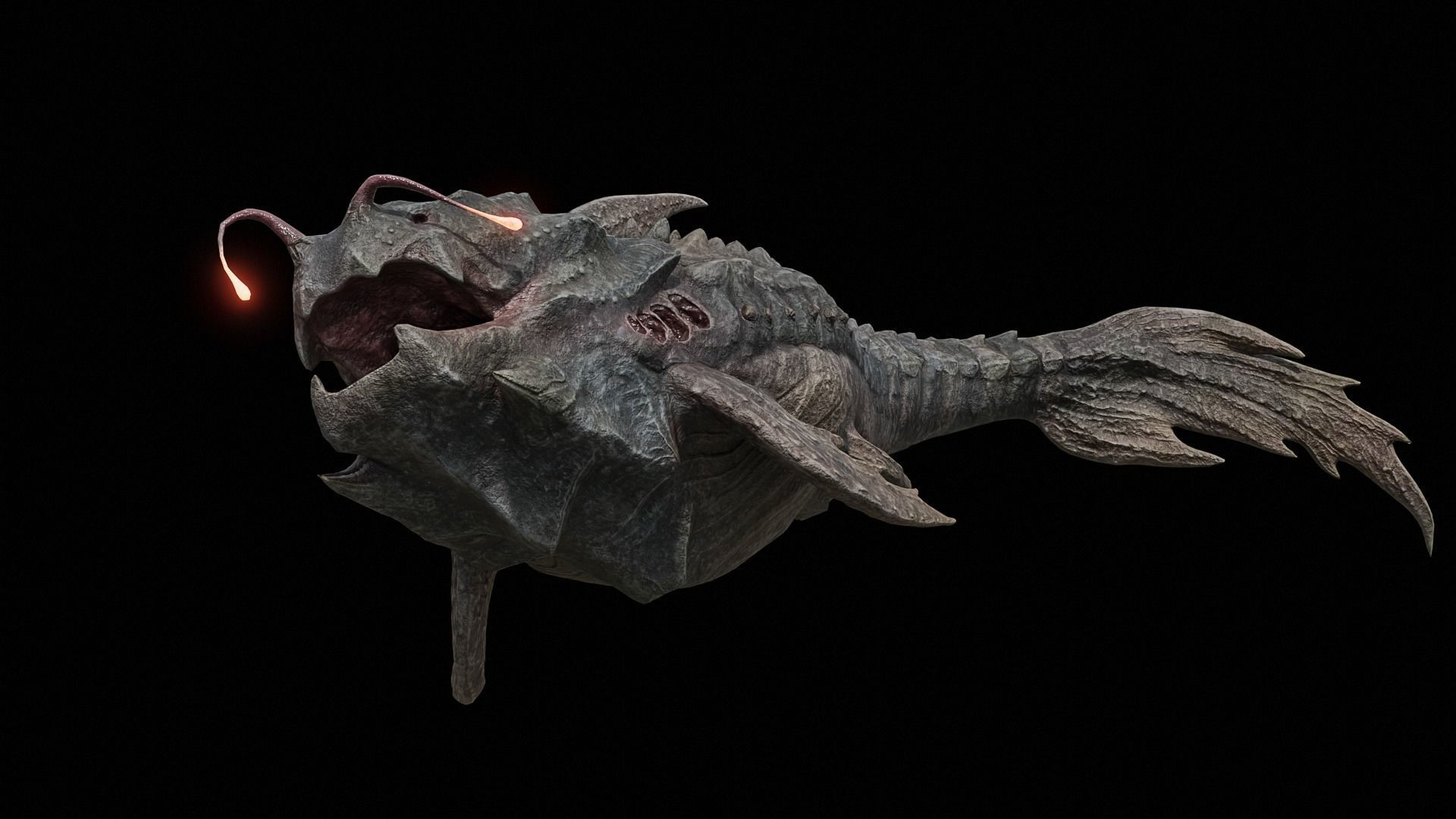 Alien Monster Fish Low-poly 3D model_20