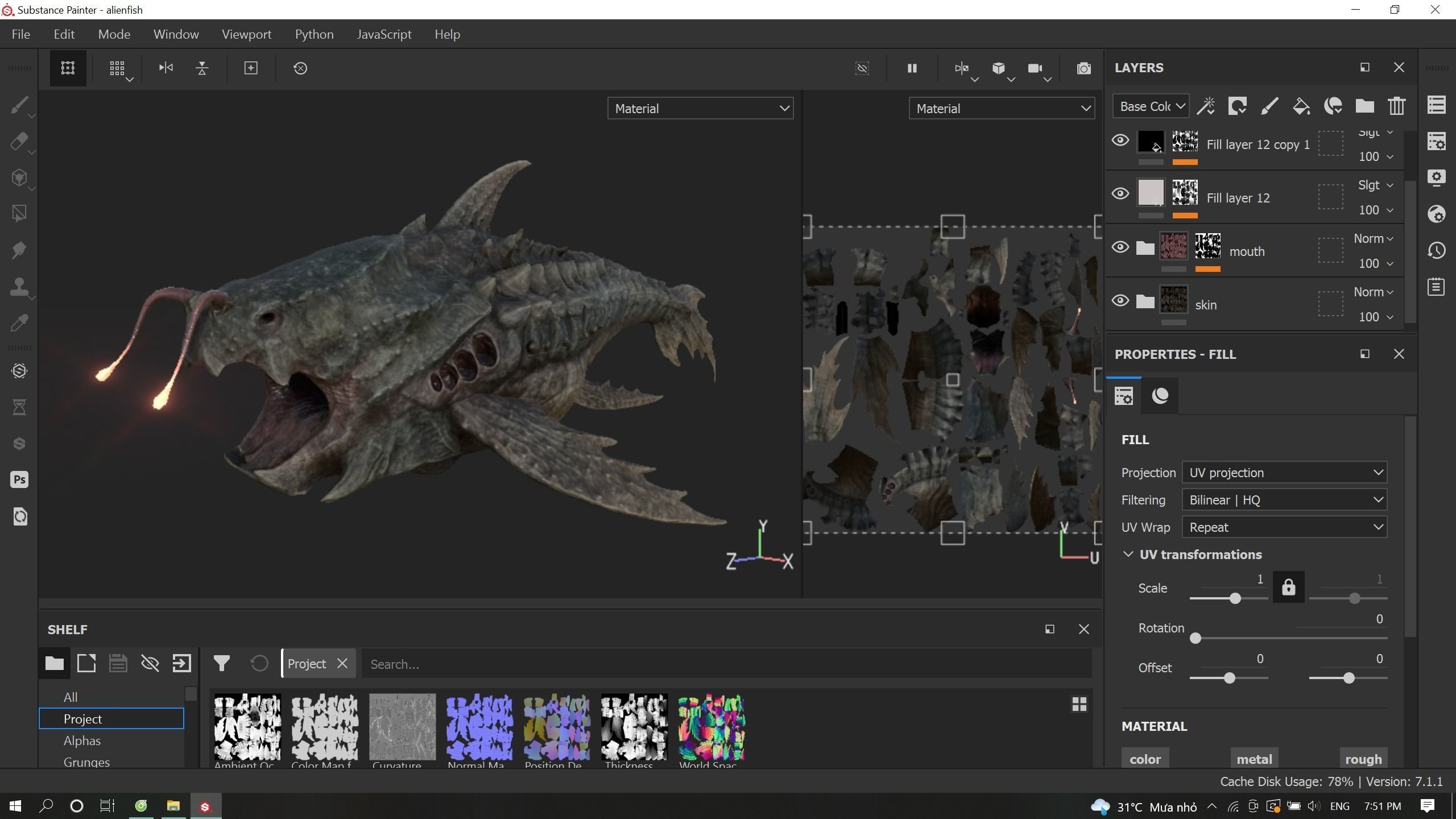 Alien Monster Fish Low-poly 3D model_21