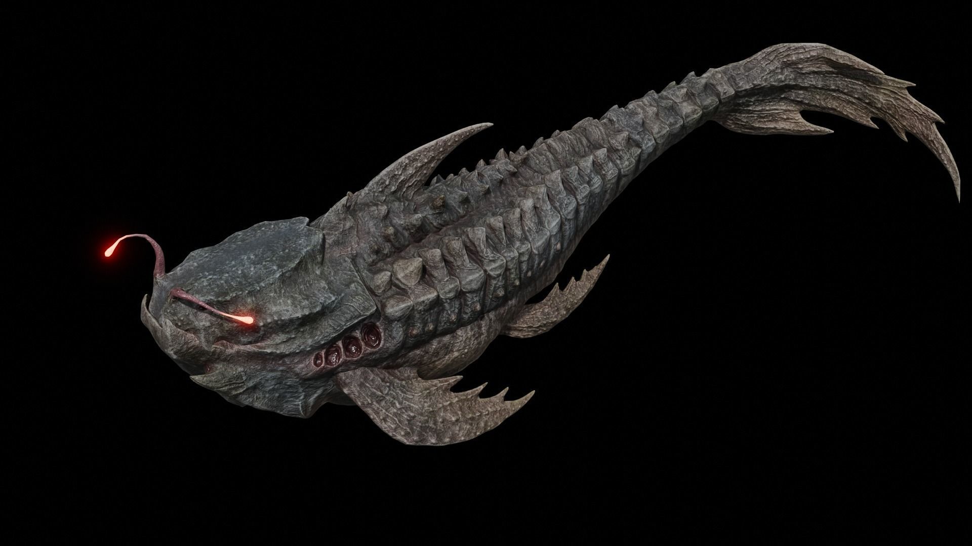 Alien Monster Fish Low-poly 3D model_38