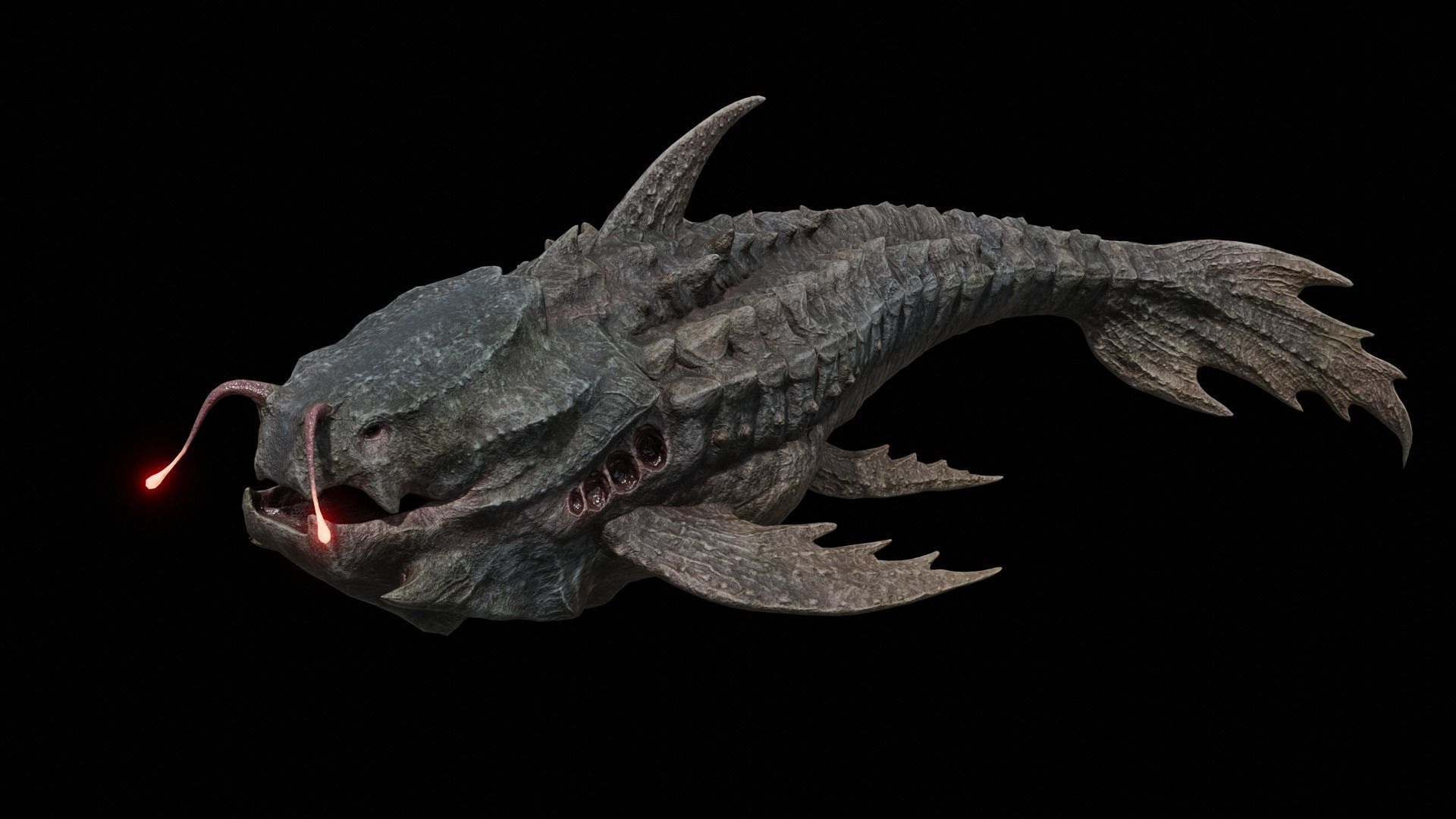 Alien Monster Fish Low-poly 3D model_29