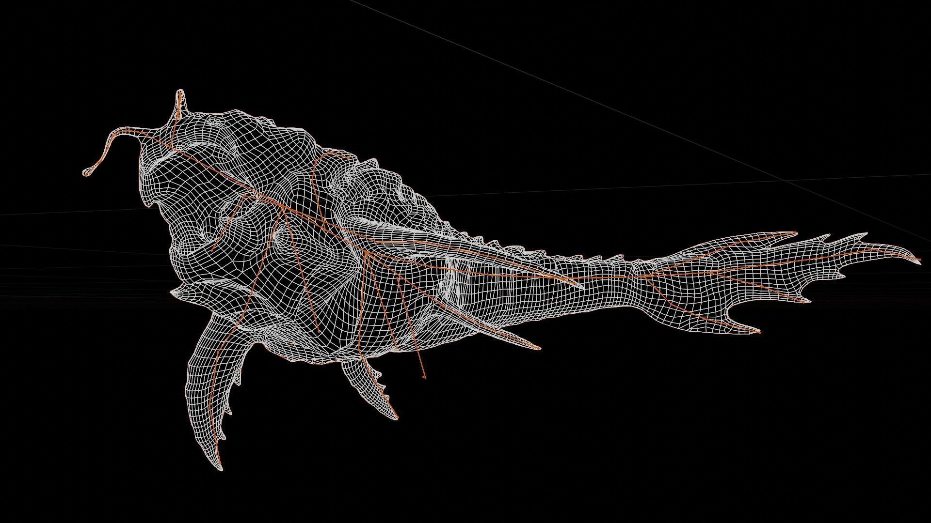 Alien Monster Fish Low-poly 3D model_25