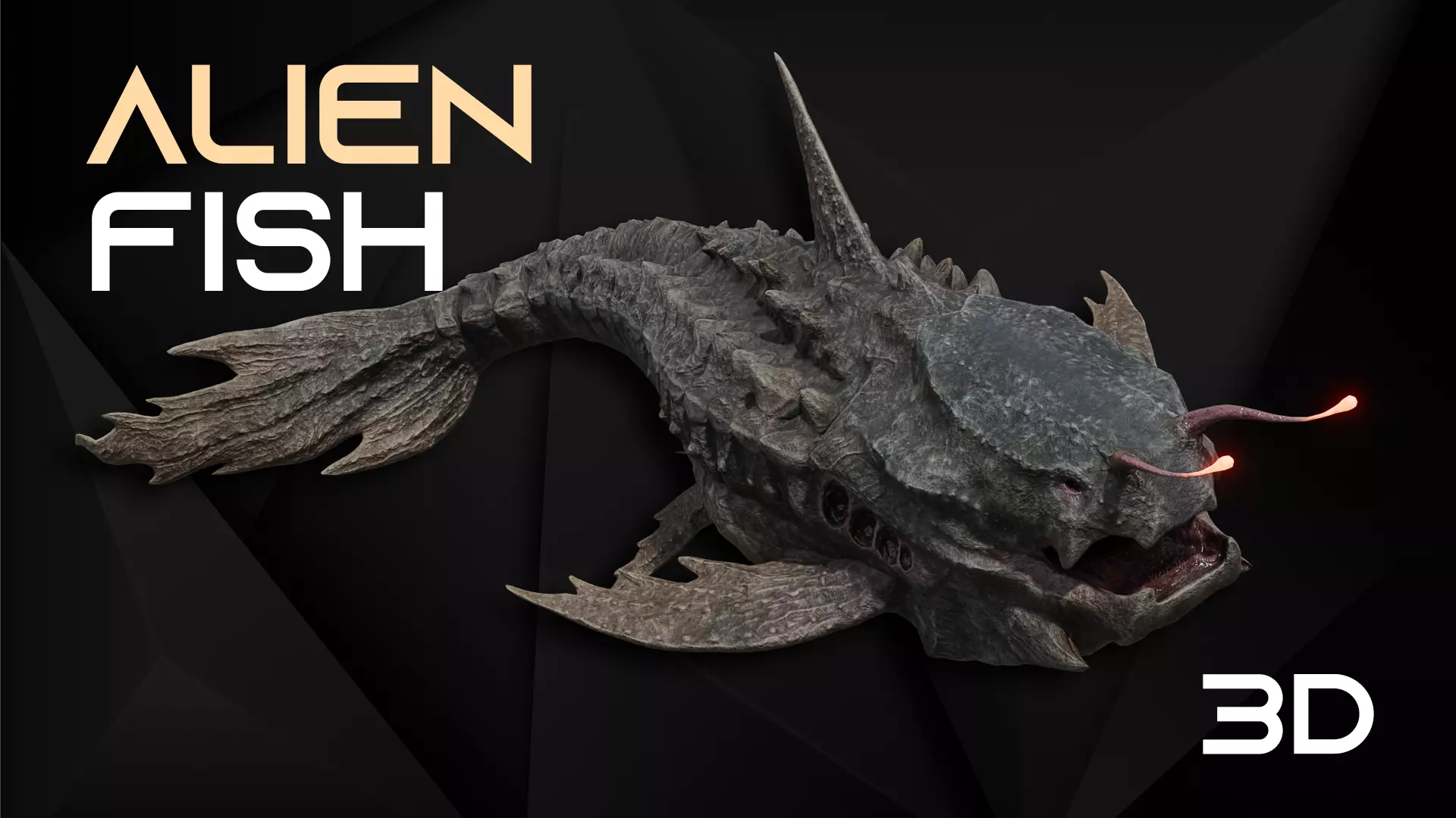 Alien Monster Fish Low-poly 3D model_0
