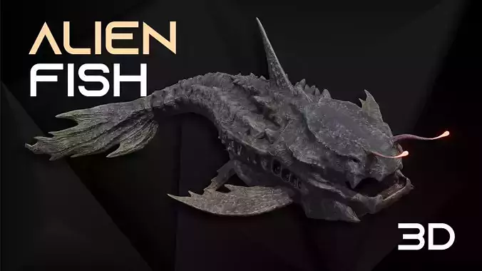 Alien Monster Fish Low-poly 3D model