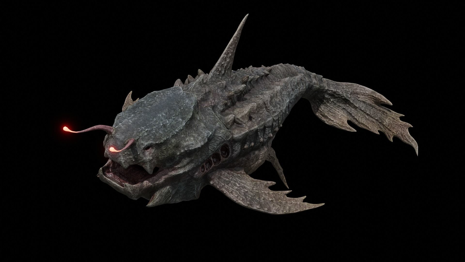 Alien Monster Fish Low-poly 3D model_15