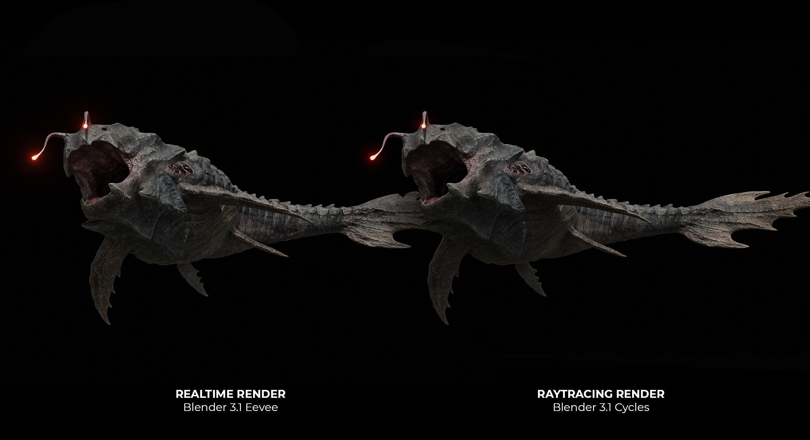 Alien Monster Fish Low-poly 3D model_4