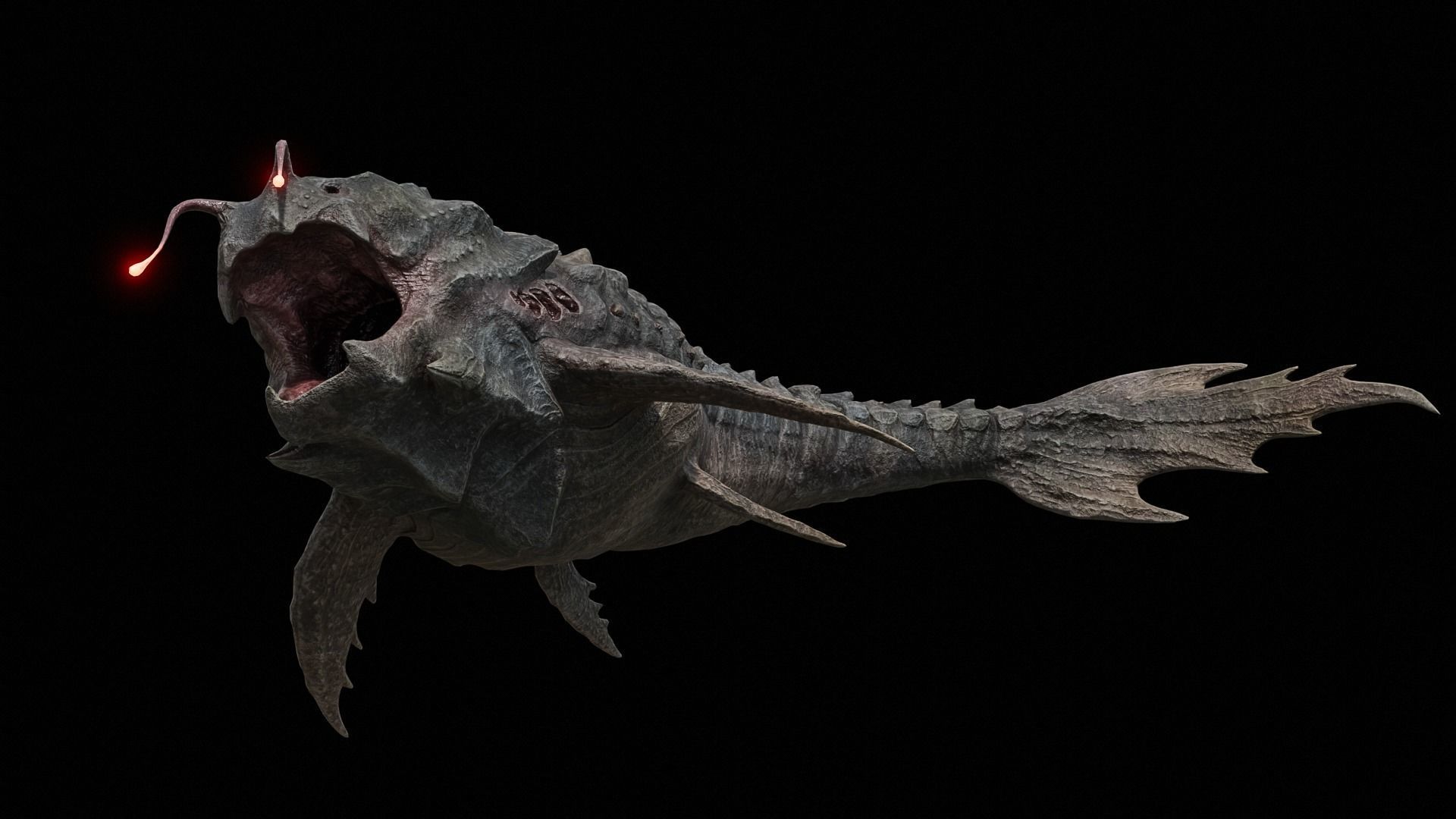 Alien Monster Fish Low-poly 3D model_5