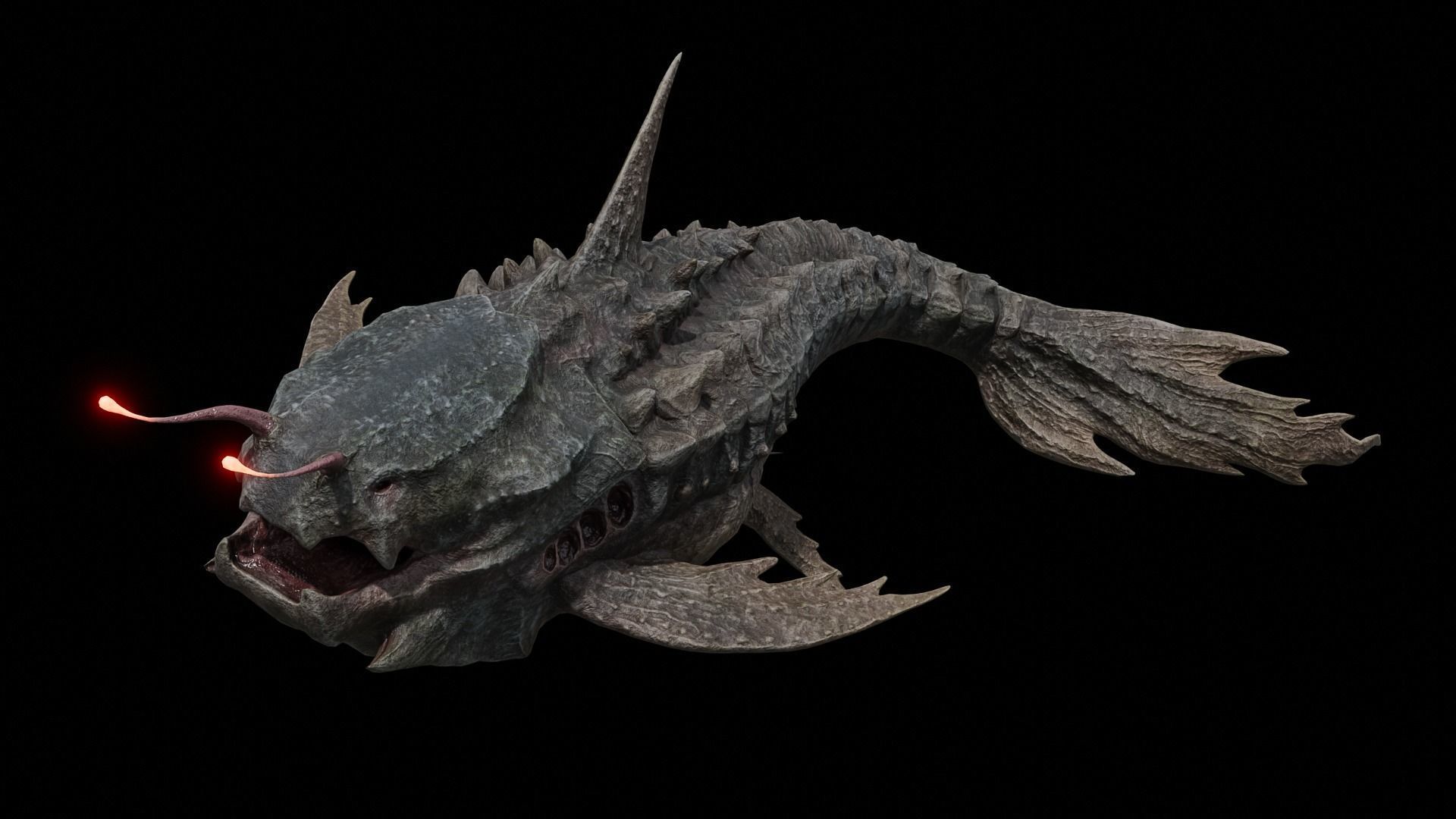 Alien Monster Fish Low-poly 3D model_2