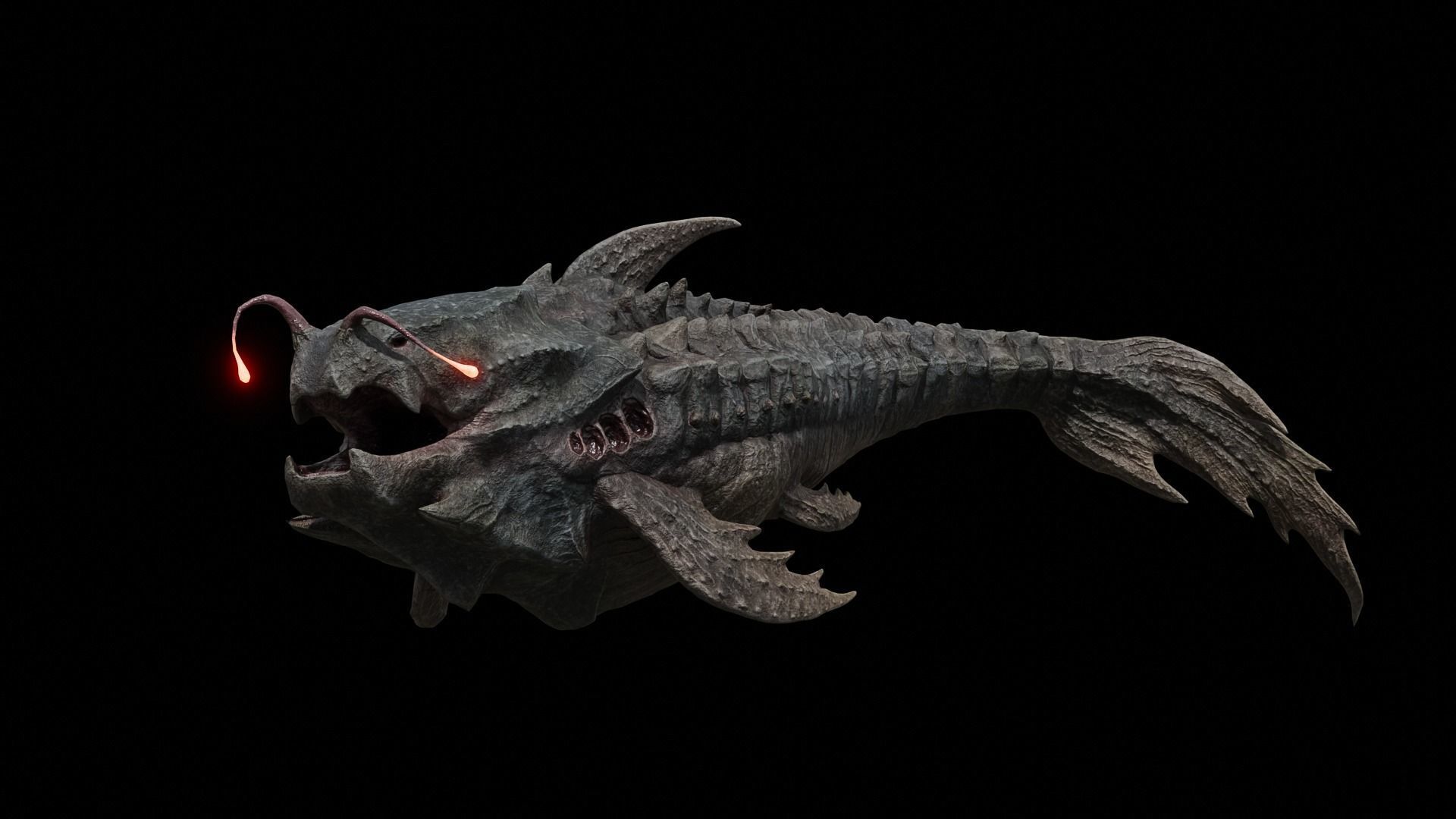 Alien Monster Fish Low-poly 3D model_27