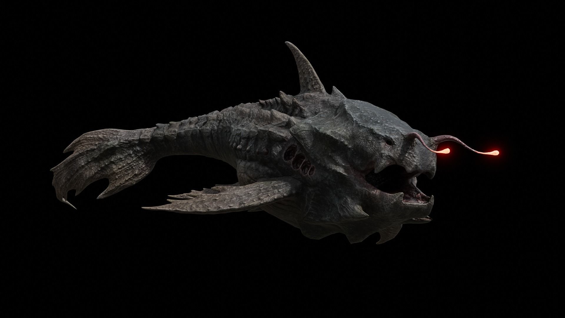 Alien Monster Fish Low-poly 3D model_16