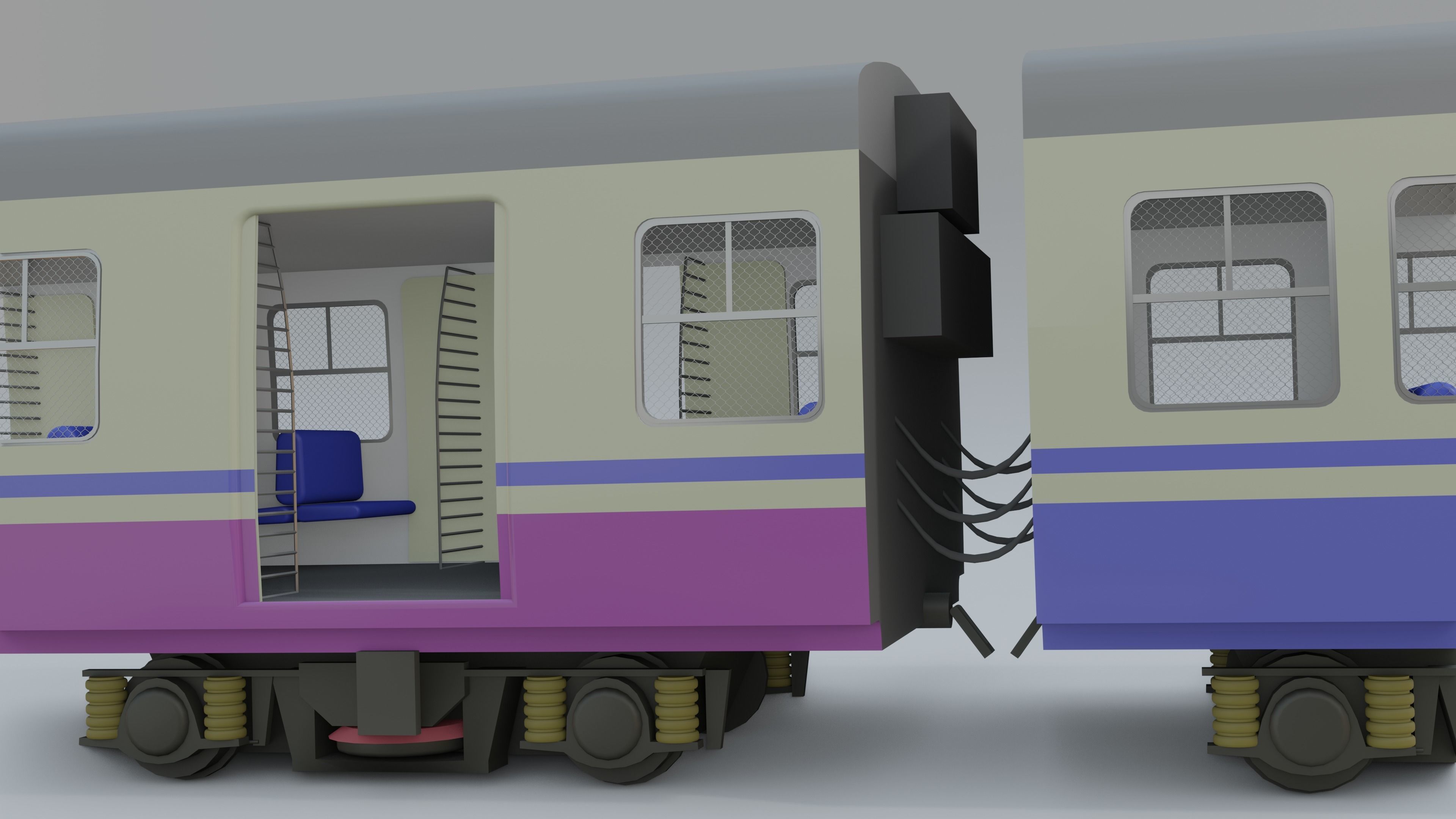 Hyderabad MMTS Low-poly 3D model_2