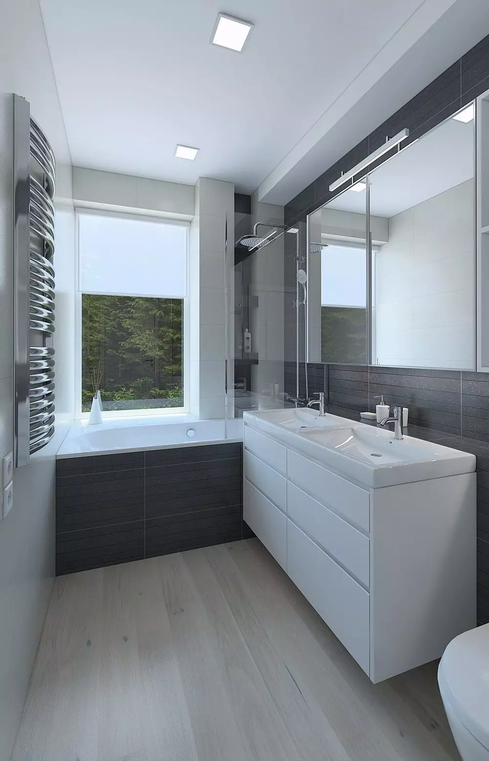 Amazing bathroom with dark mozaik tiles 3D model
