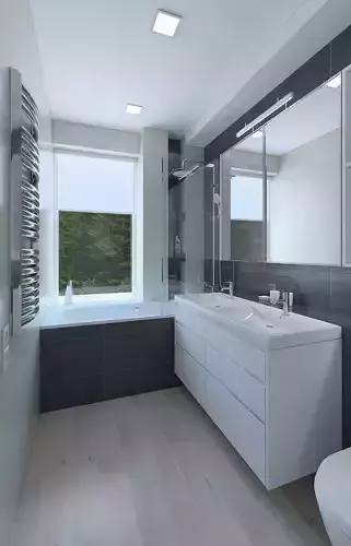 Amazing bathroom with dark mozaik  tiles