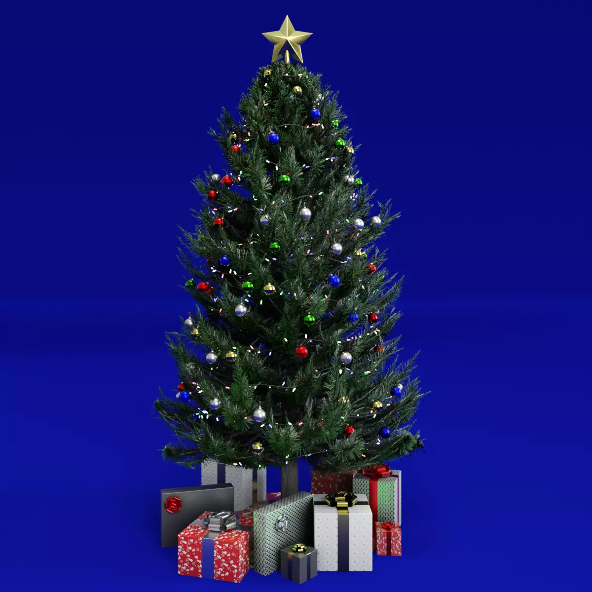 Christmas Tree and Gifts Free 3D model