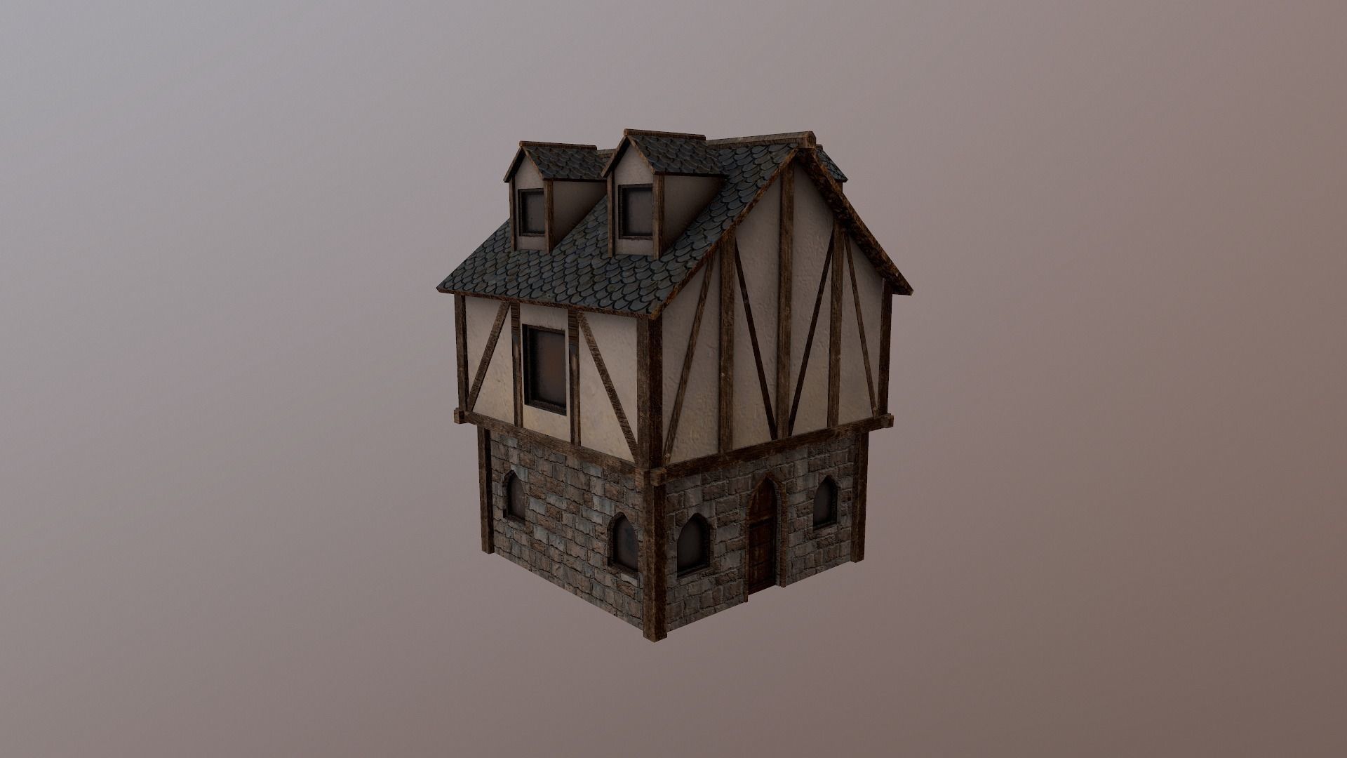 Medieval Village House 3 Low-poly 3D model_22