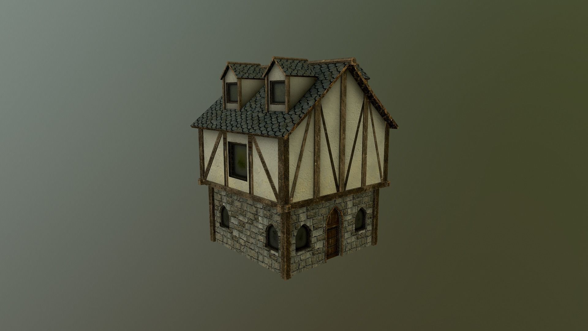 Medieval Village House 3 Low-poly 3D model_27
