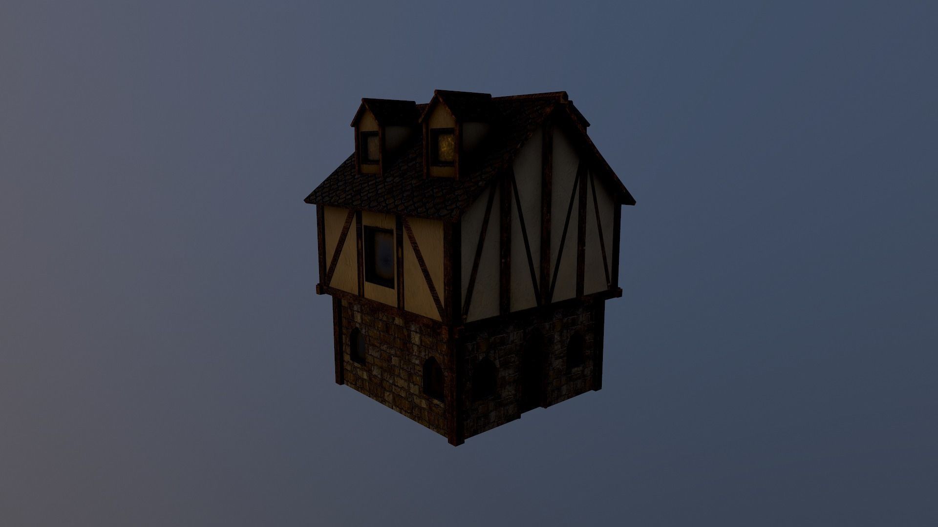 Medieval Village House 3 Low-poly 3D model_12