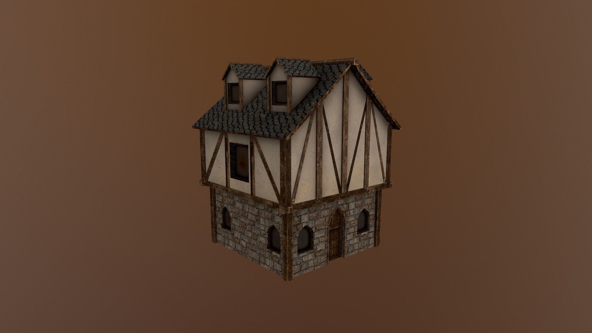 Medieval Village House 3 Low-poly 3D model_23