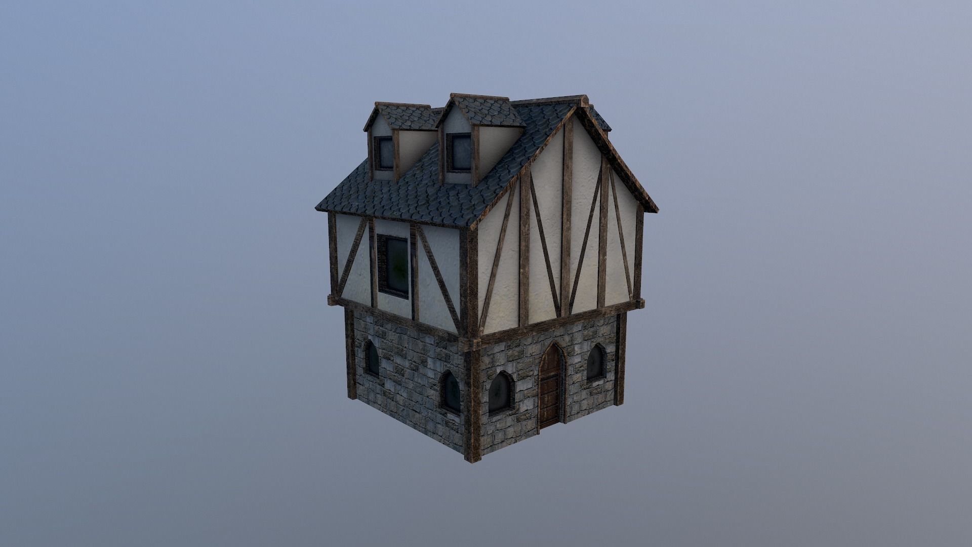 Medieval Village House 3 Low-poly 3D model_31