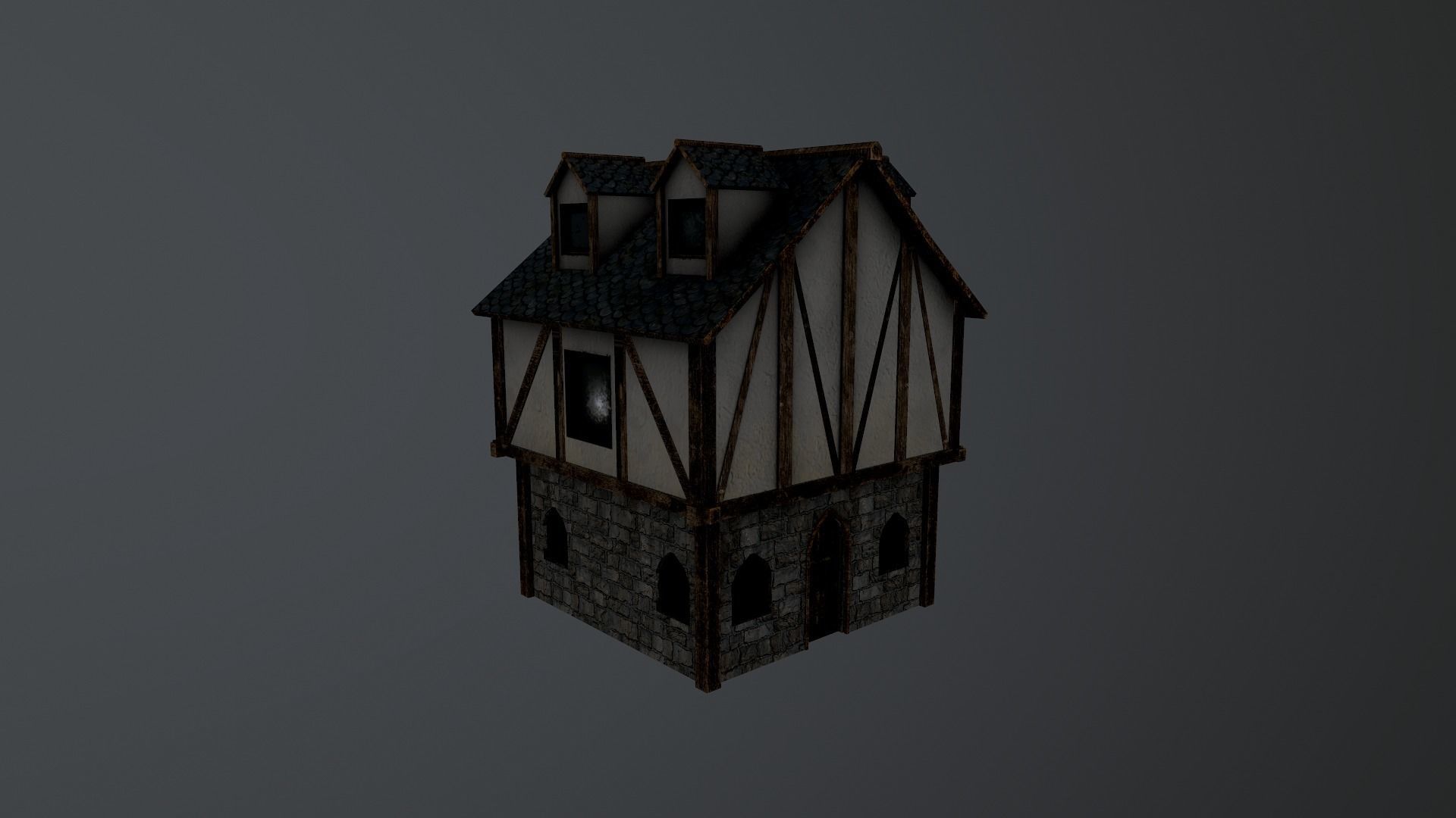 Medieval Village House 3 Low-poly 3D model_18
