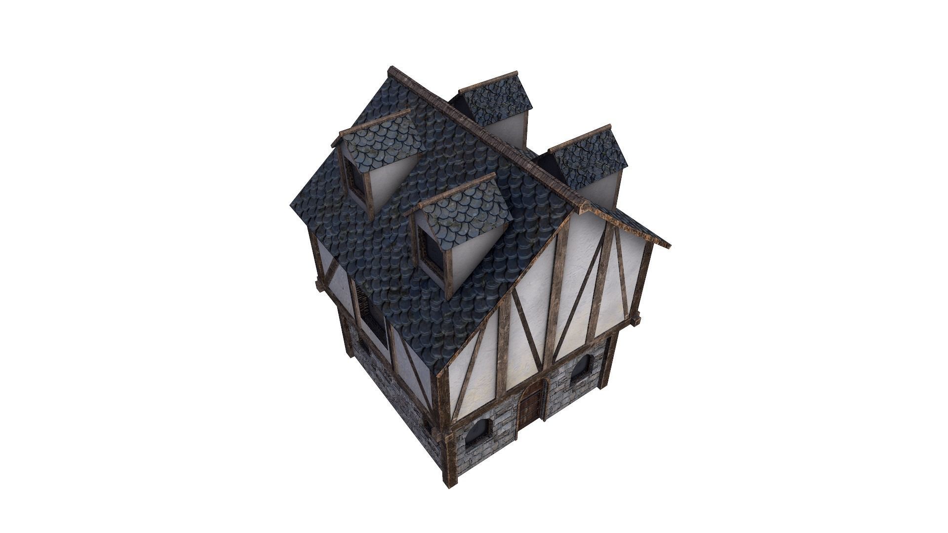Medieval Village House 3 Low-poly 3D model_5