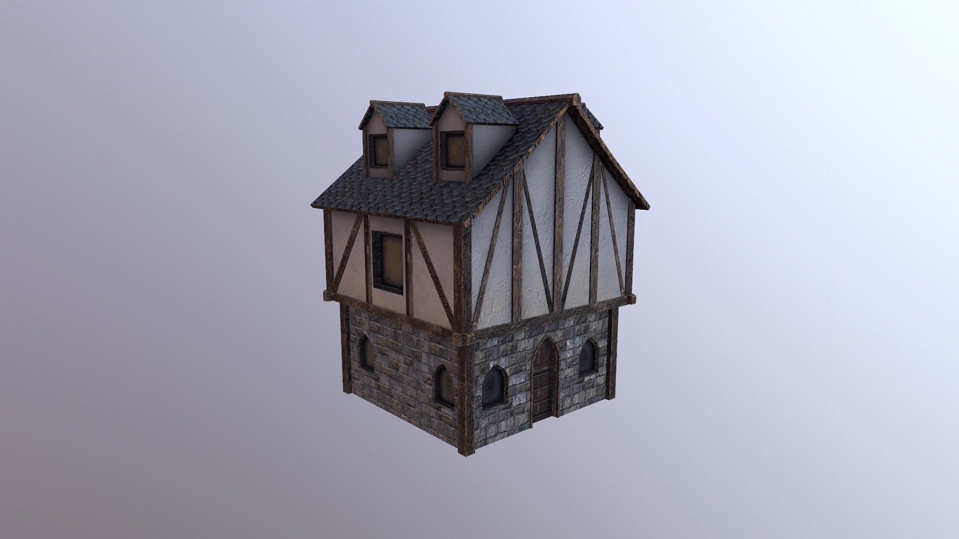 Medieval Village House 3 Low-poly 3D model_28