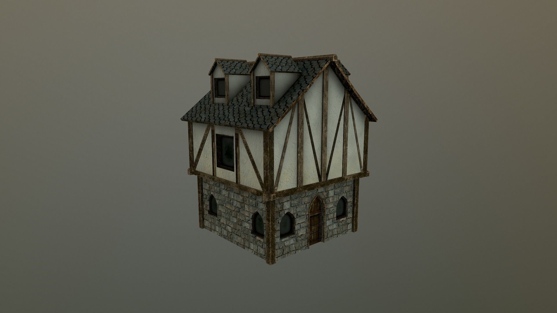 Medieval Village House 3 Low-poly 3D model_14