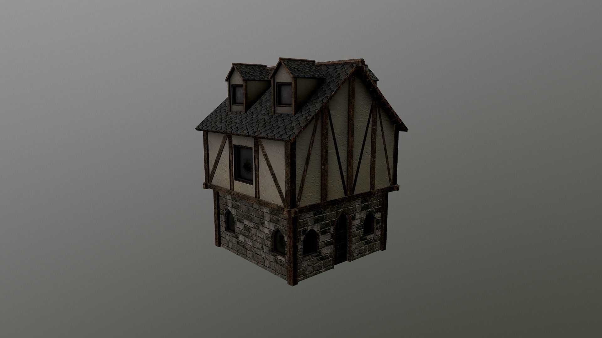 Medieval Village House 3 Low-poly 3D model_20