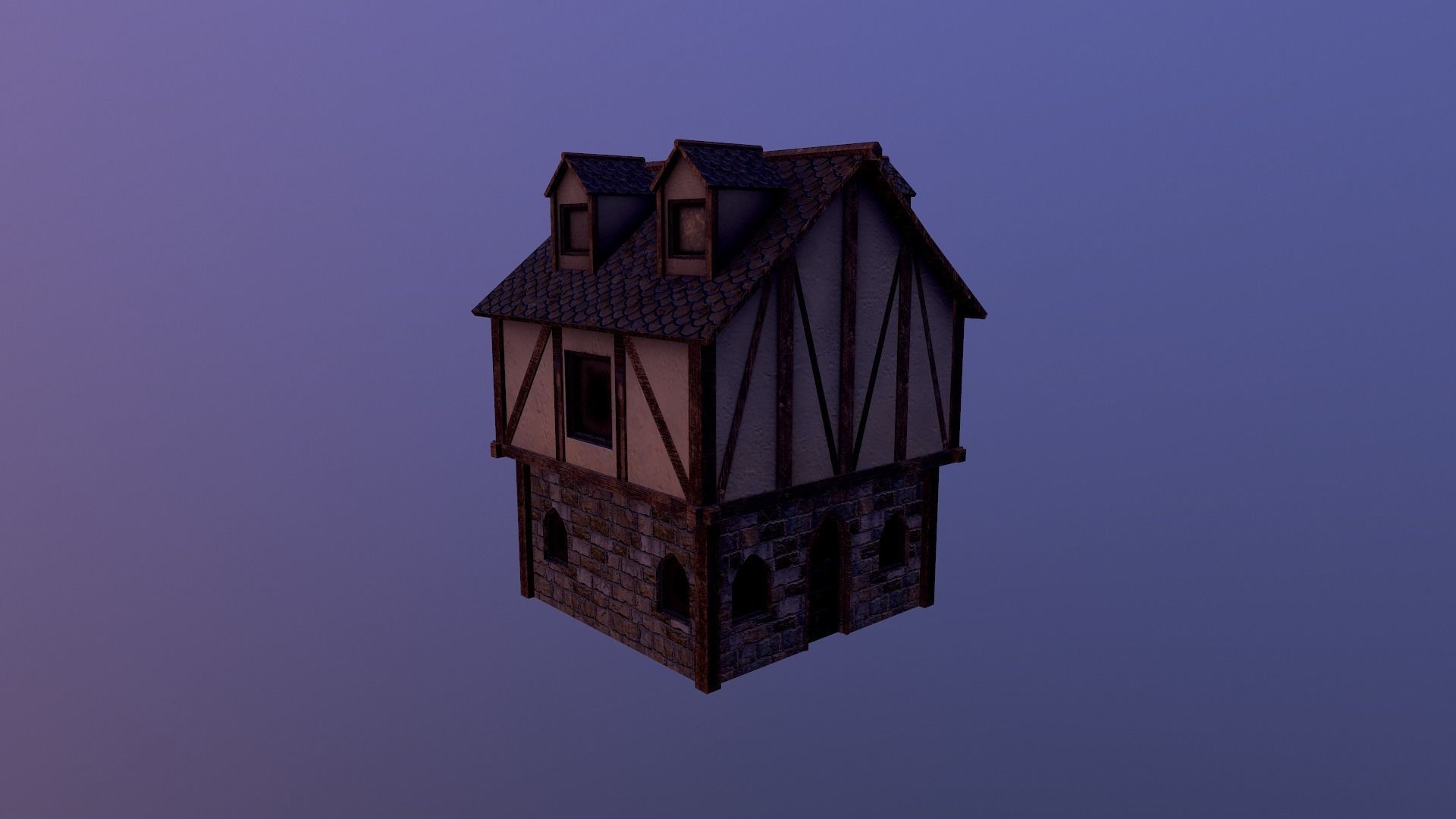 Medieval Village House 3 Low-poly 3D model_24