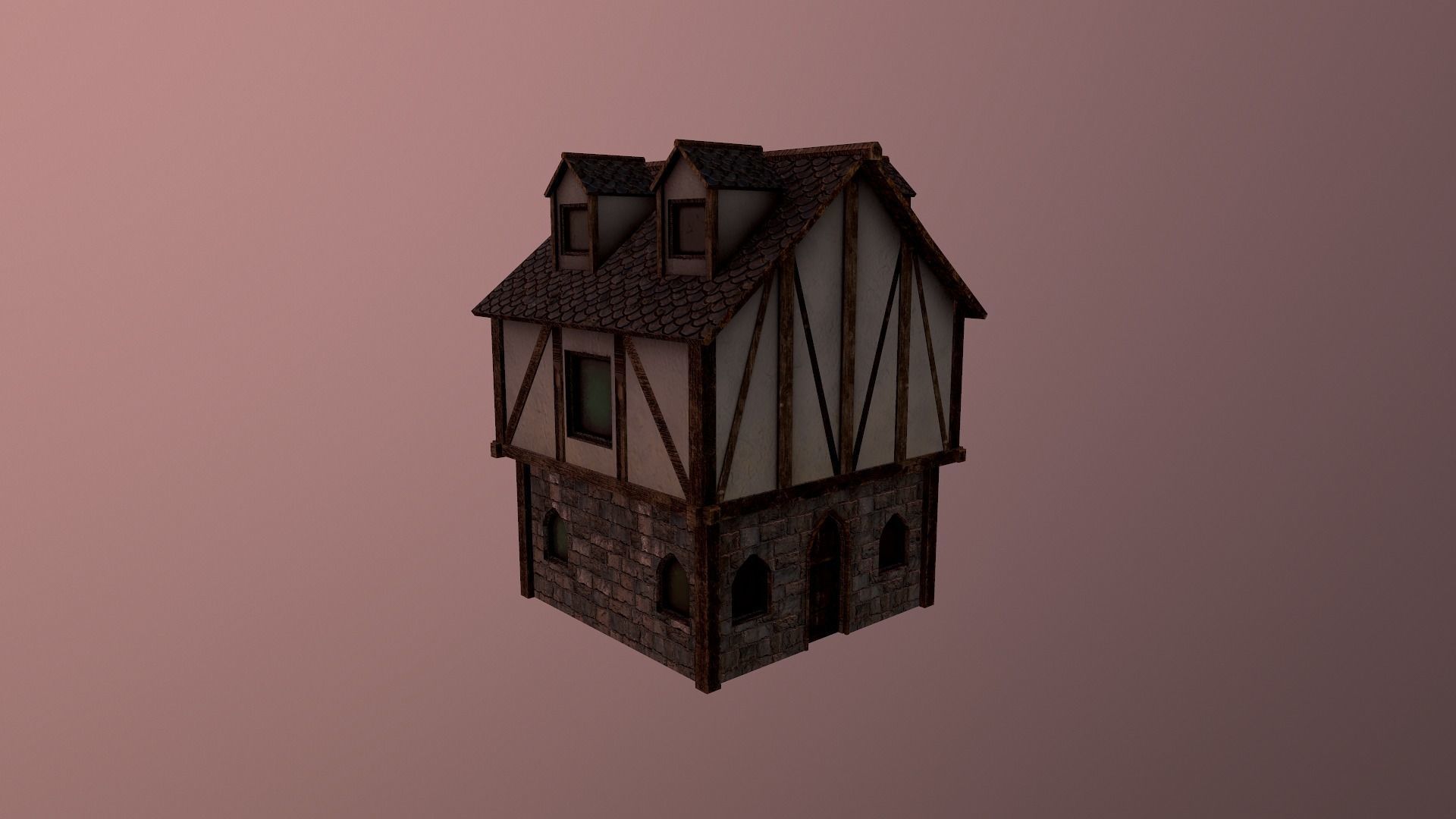 Medieval Village House 3 Low-poly 3D model_29