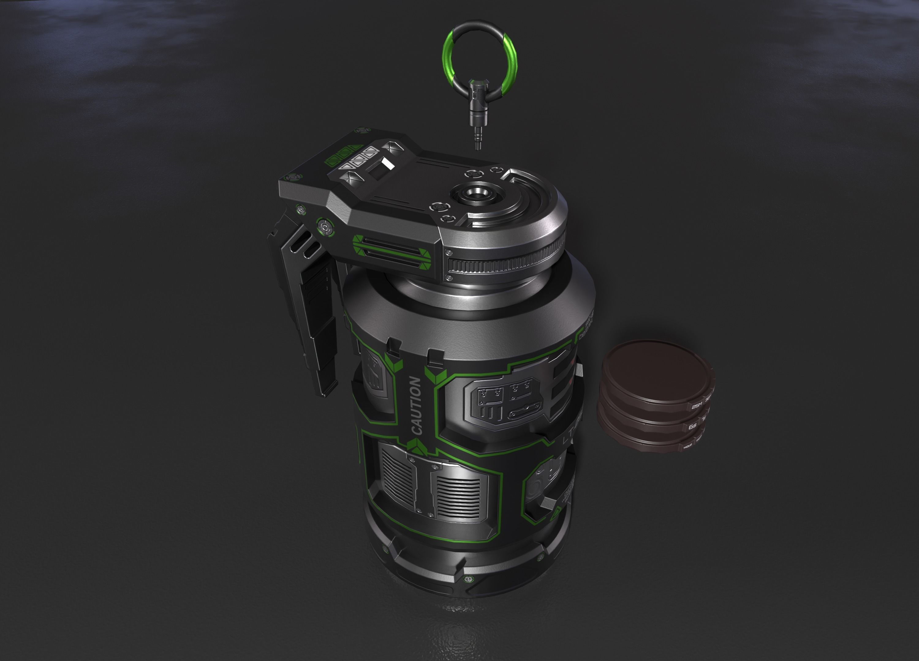 Sci-fi Grenade Low-poly 3D model_11