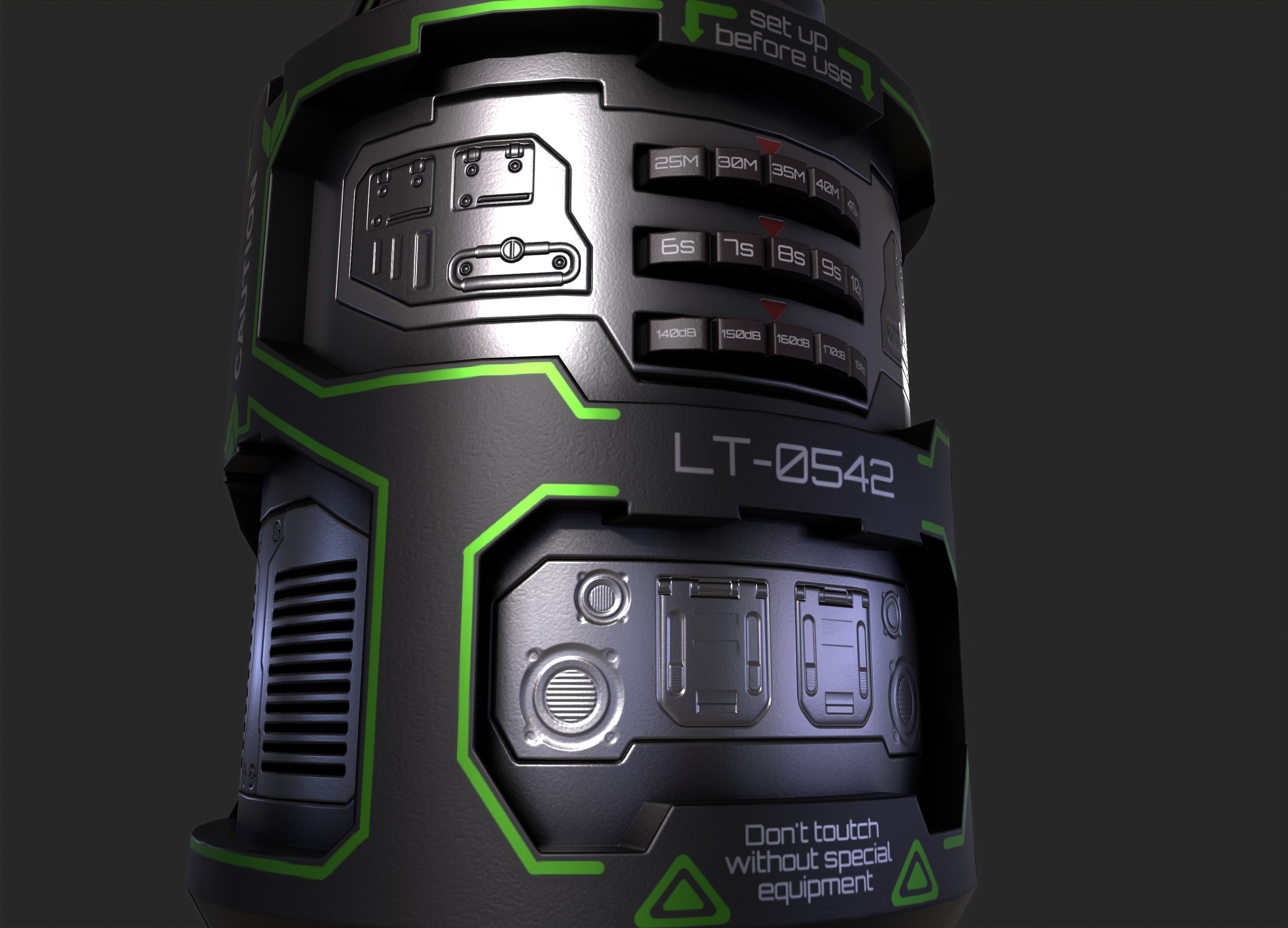 Sci-fi Grenade Low-poly 3D model_9