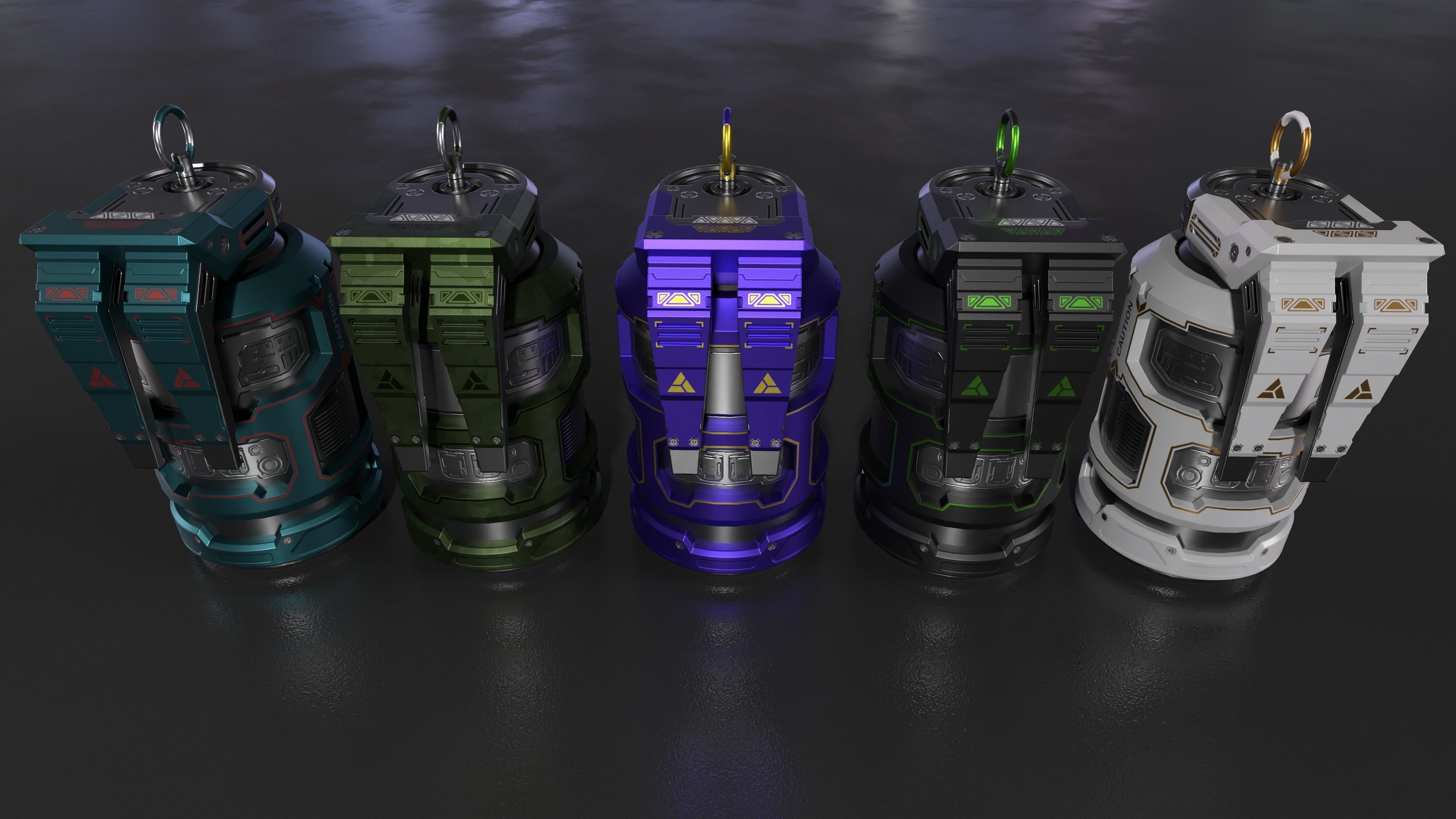 Sci-fi Grenade Low-poly 3D model_3