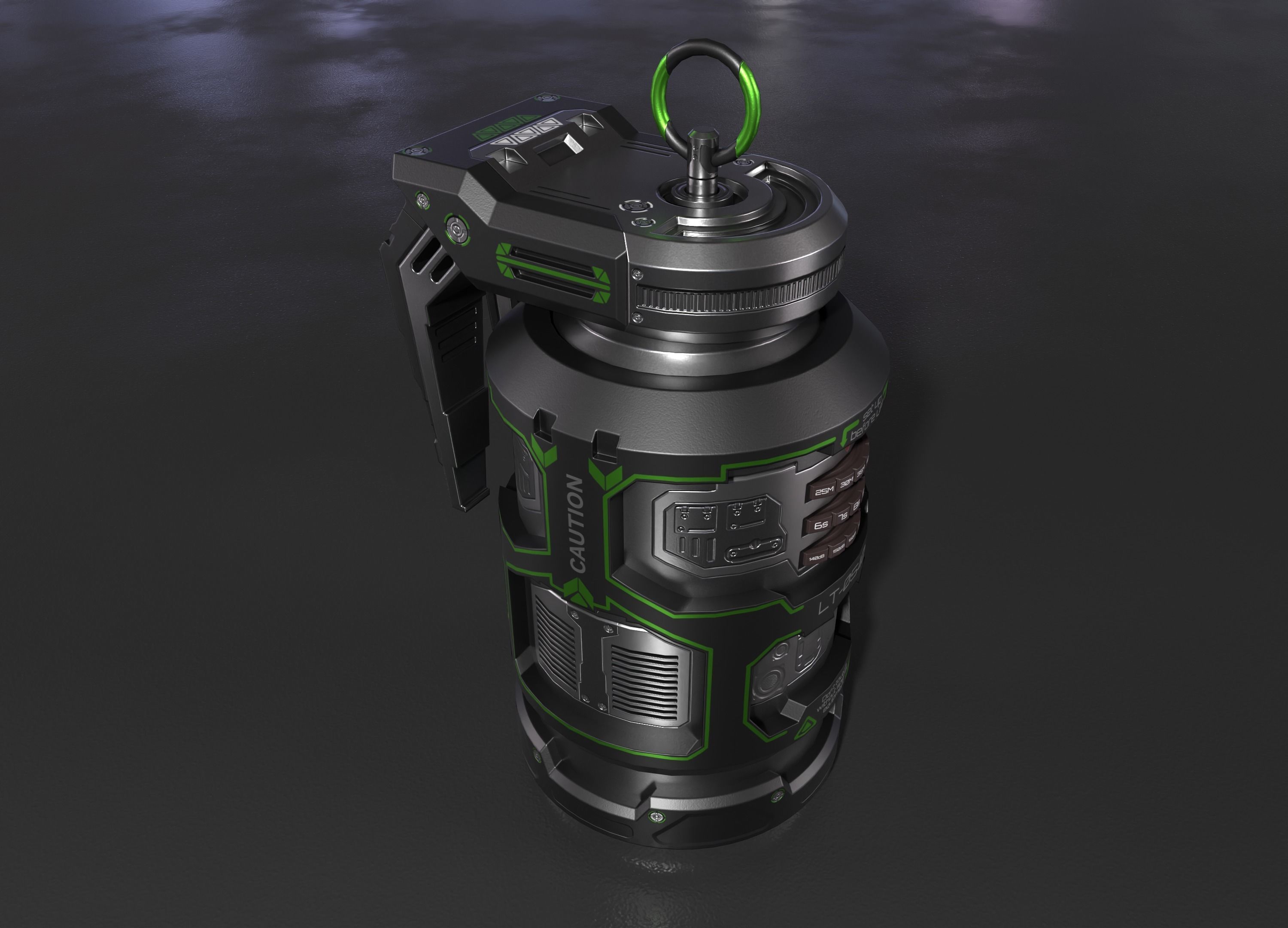 Sci-fi Grenade Low-poly 3D model_4