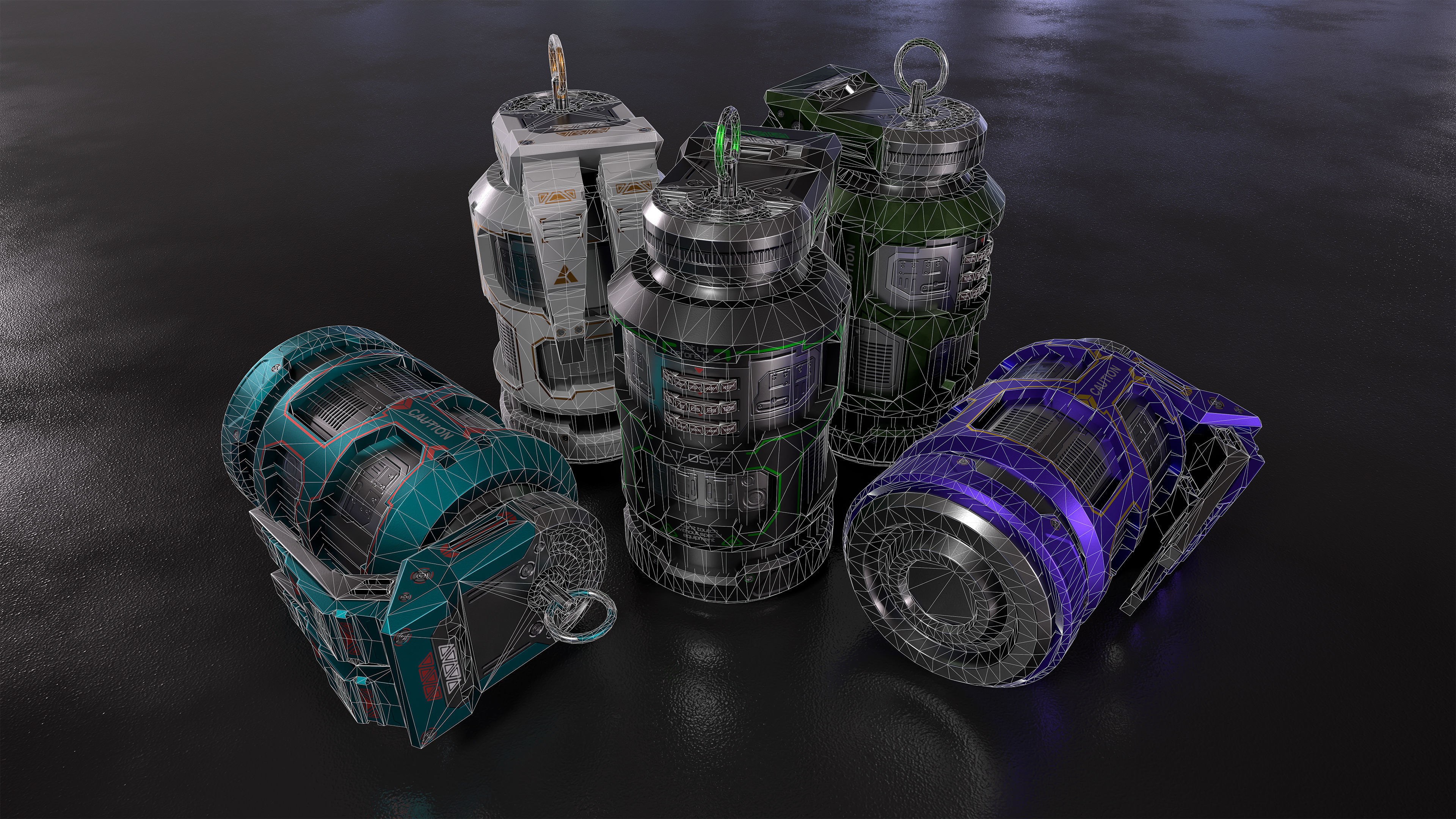 Sci-fi Grenade Low-poly 3D model_2