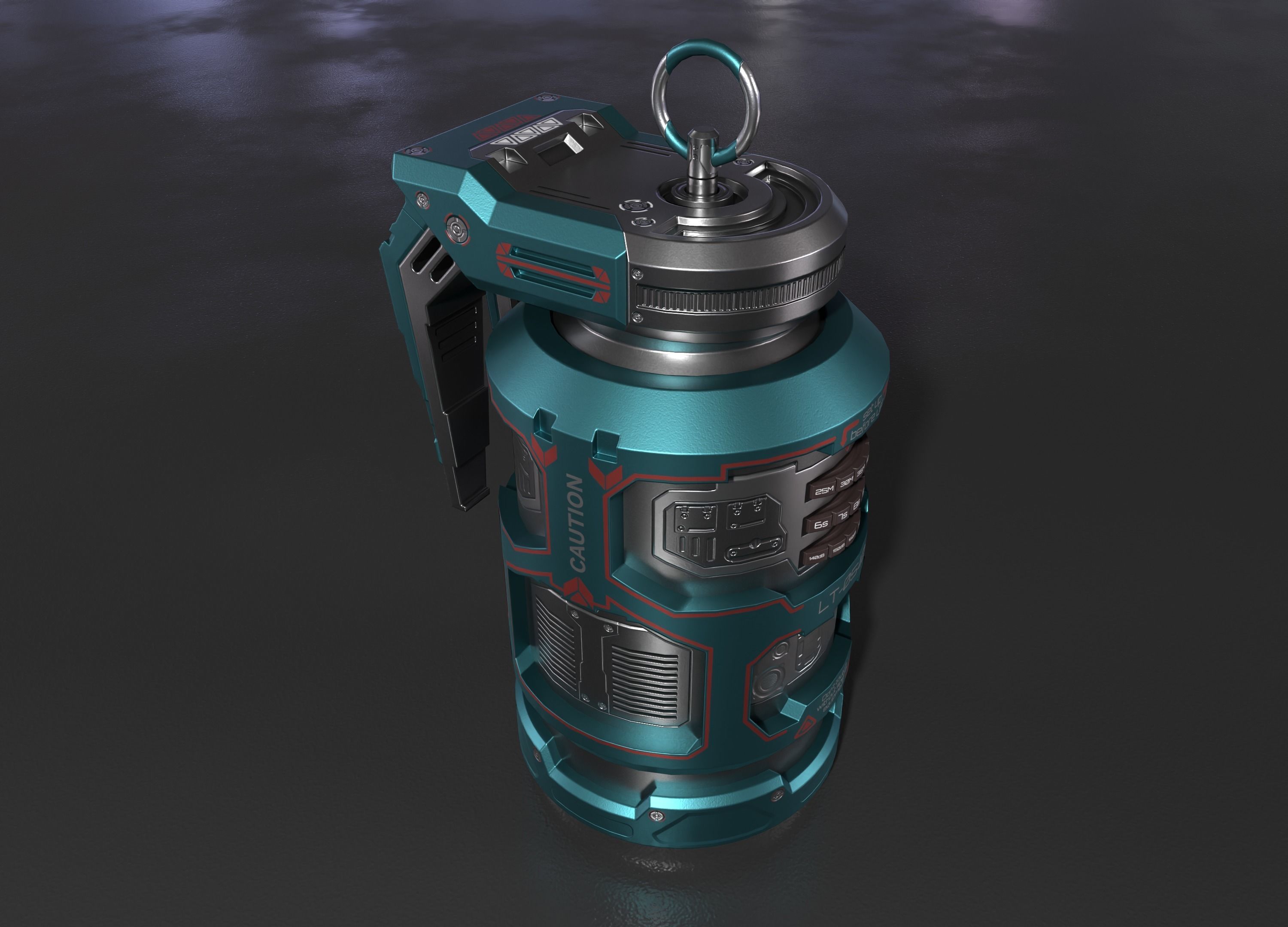 Sci-fi Grenade Low-poly 3D model_7